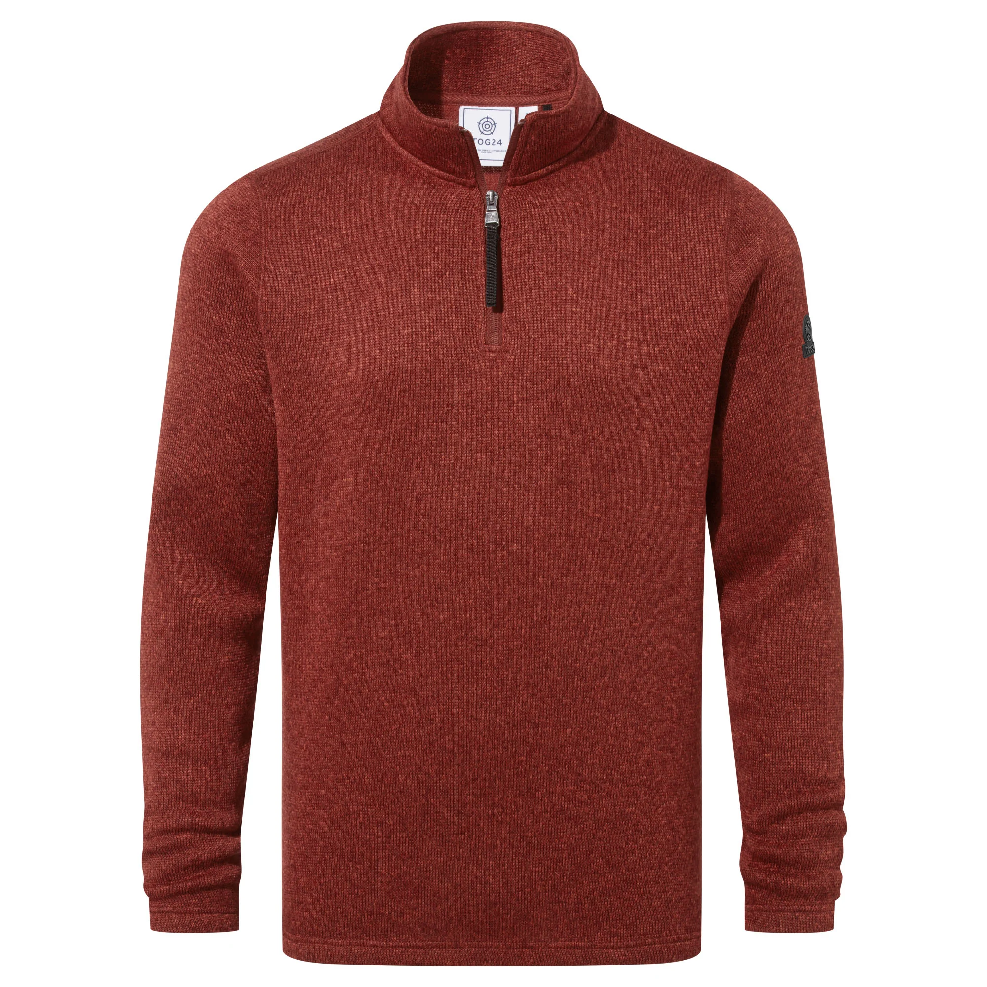 Pearson Mens Knitlook Quarter Zip Fleece - Clay Marl - Image 8