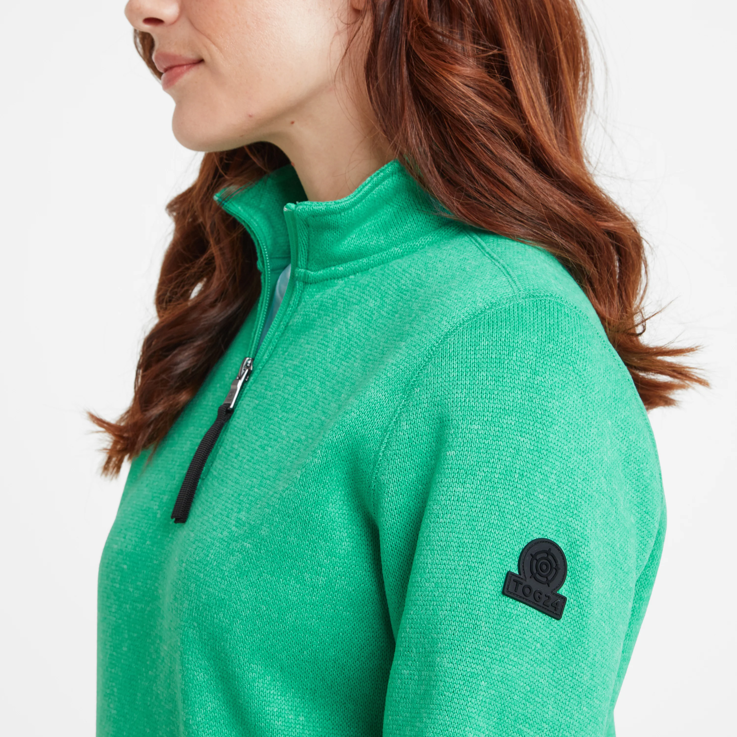 Pearson Womens Knitlook Quarter Zip Fleece - Jade Marl - Image 5