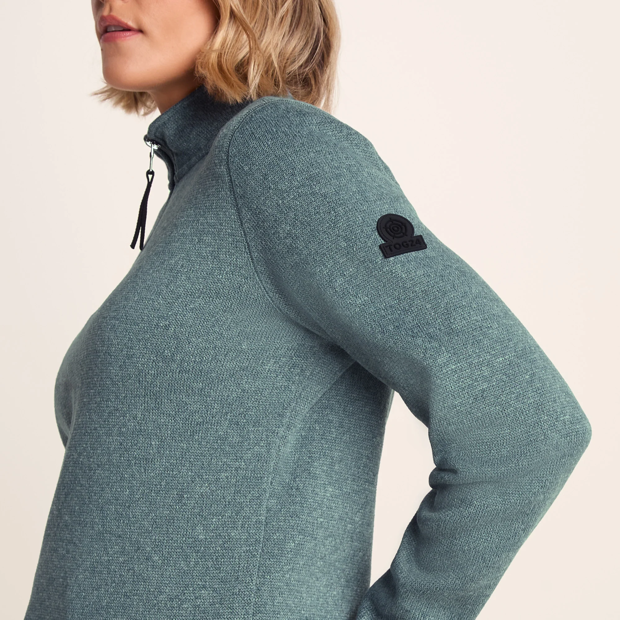 Pearson Womens Knitlook Quarter Zip Fleece - Mist Grey Marl - Image 7