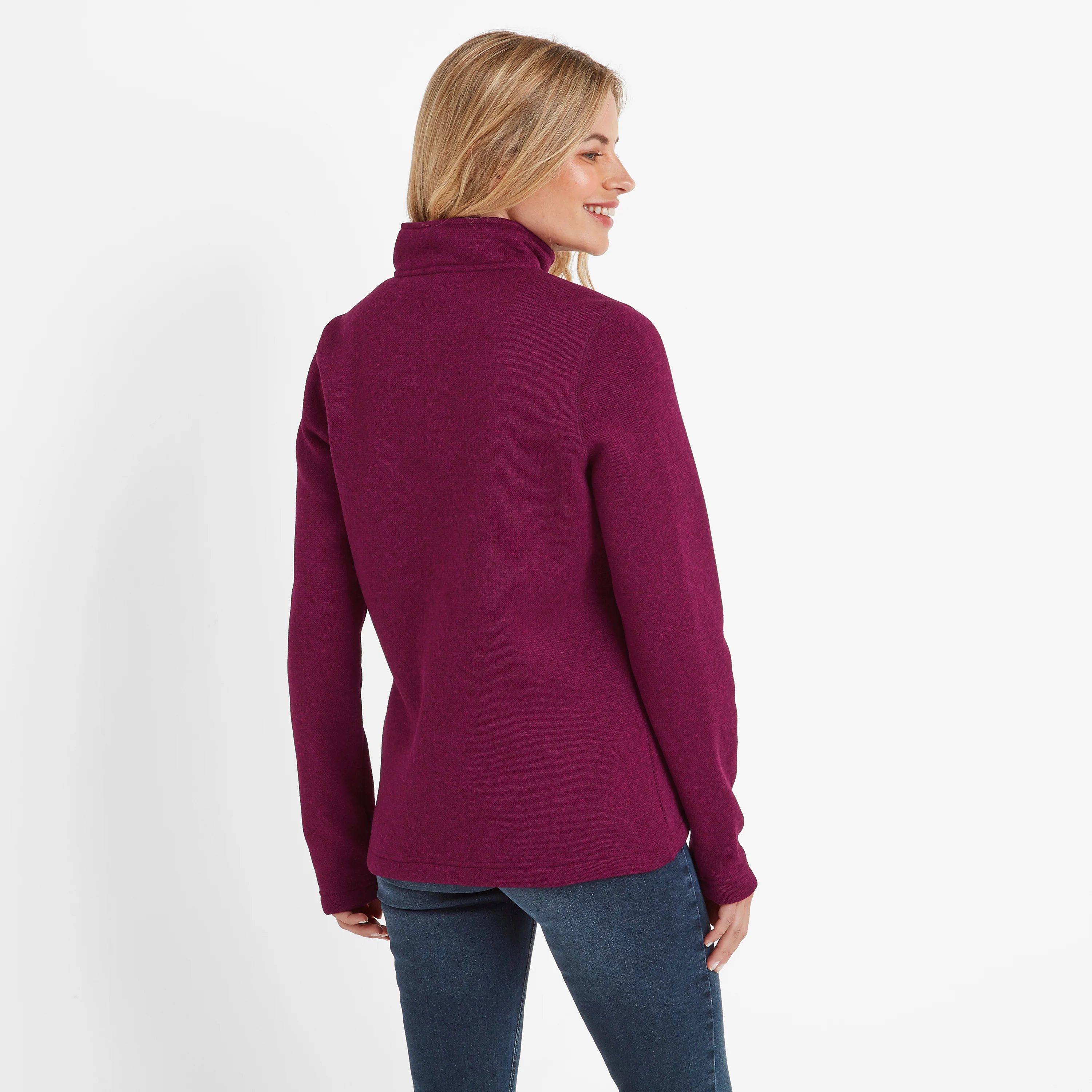 Pearson Womens Knitlook Quarter Zip Fleece - Purple Berry Marl - Image 3