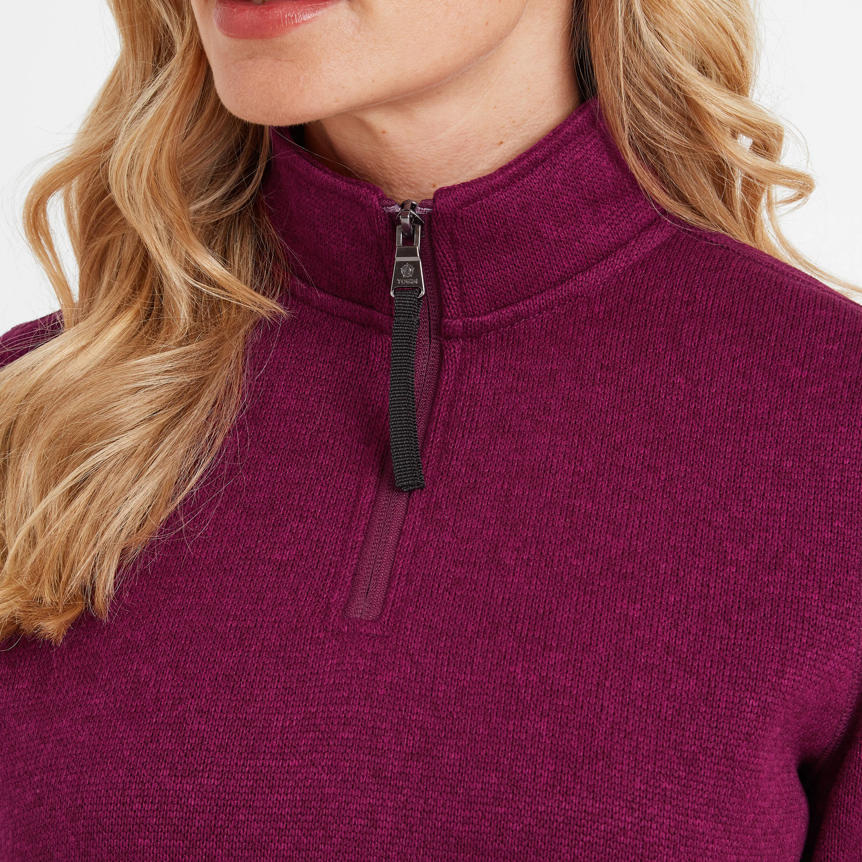Pearson Womens Knitlook Quarter Zip Fleece - Purple Berry Marl - Image 5