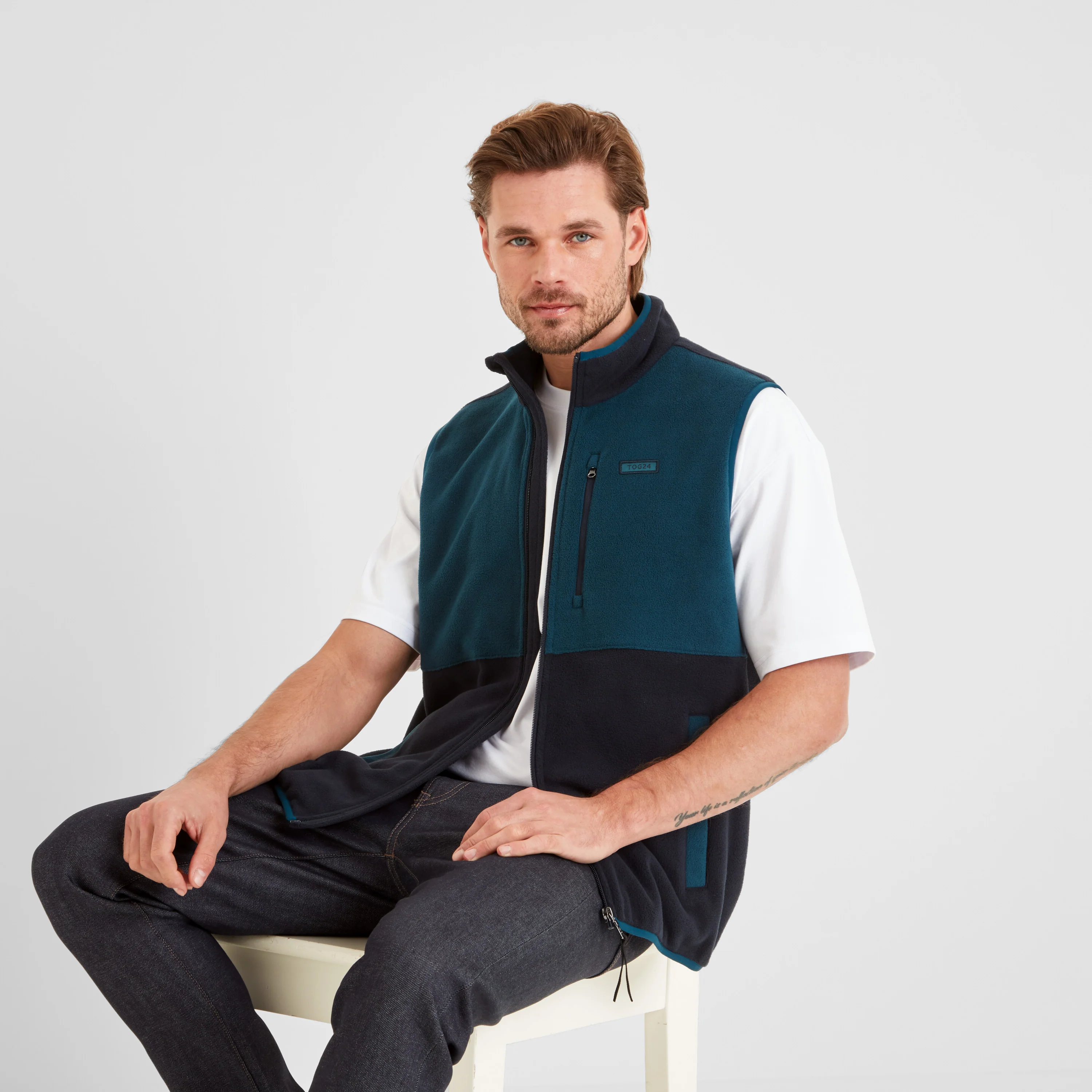 Pensford Mens Microfleece Gilet - Dark Indigo/Petrol Green - Image 4