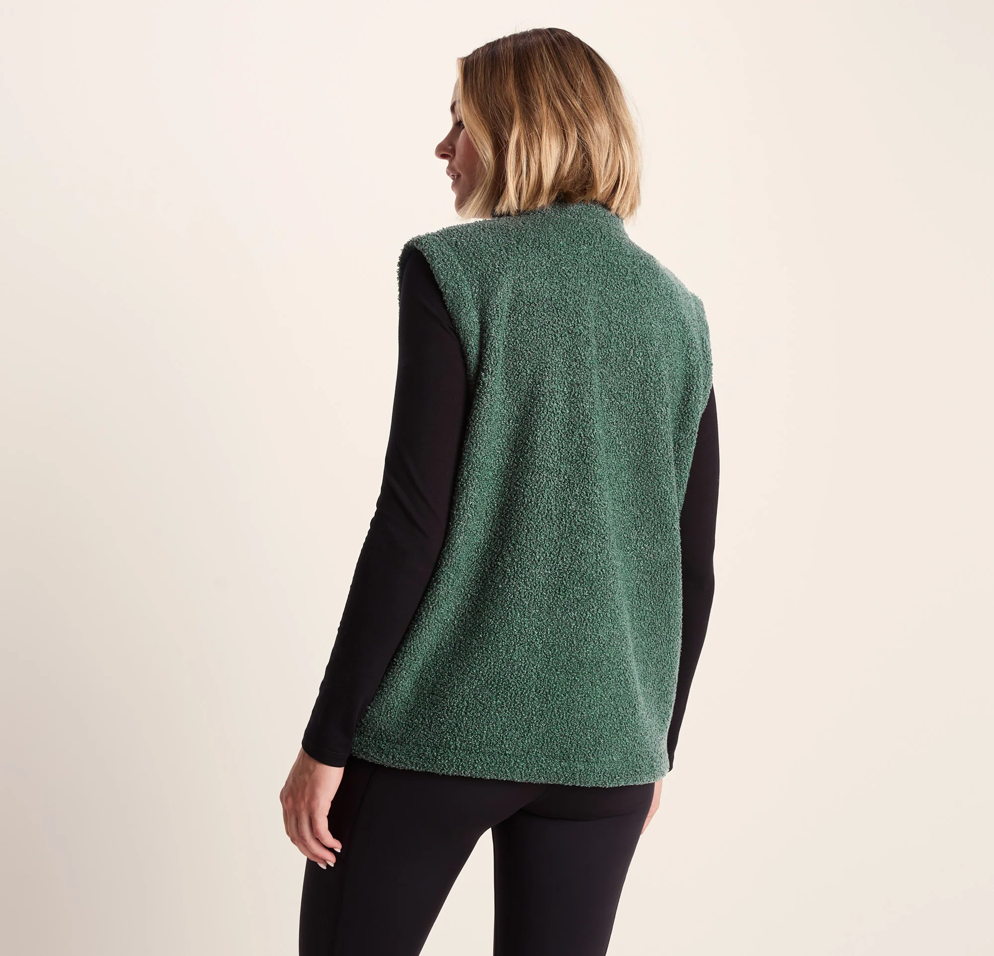 Peyton Womens Relaxed Fit Sherpa Fleece Gilet - Racing Green - Image 3