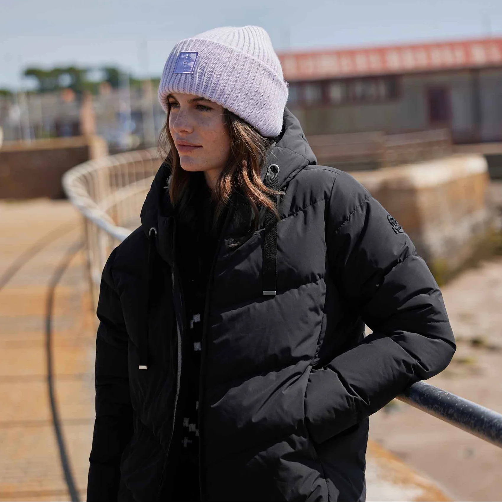 Raleigh Luxe Womens Long Shower Resistant Down Insulated Jacket - Black - Image 4