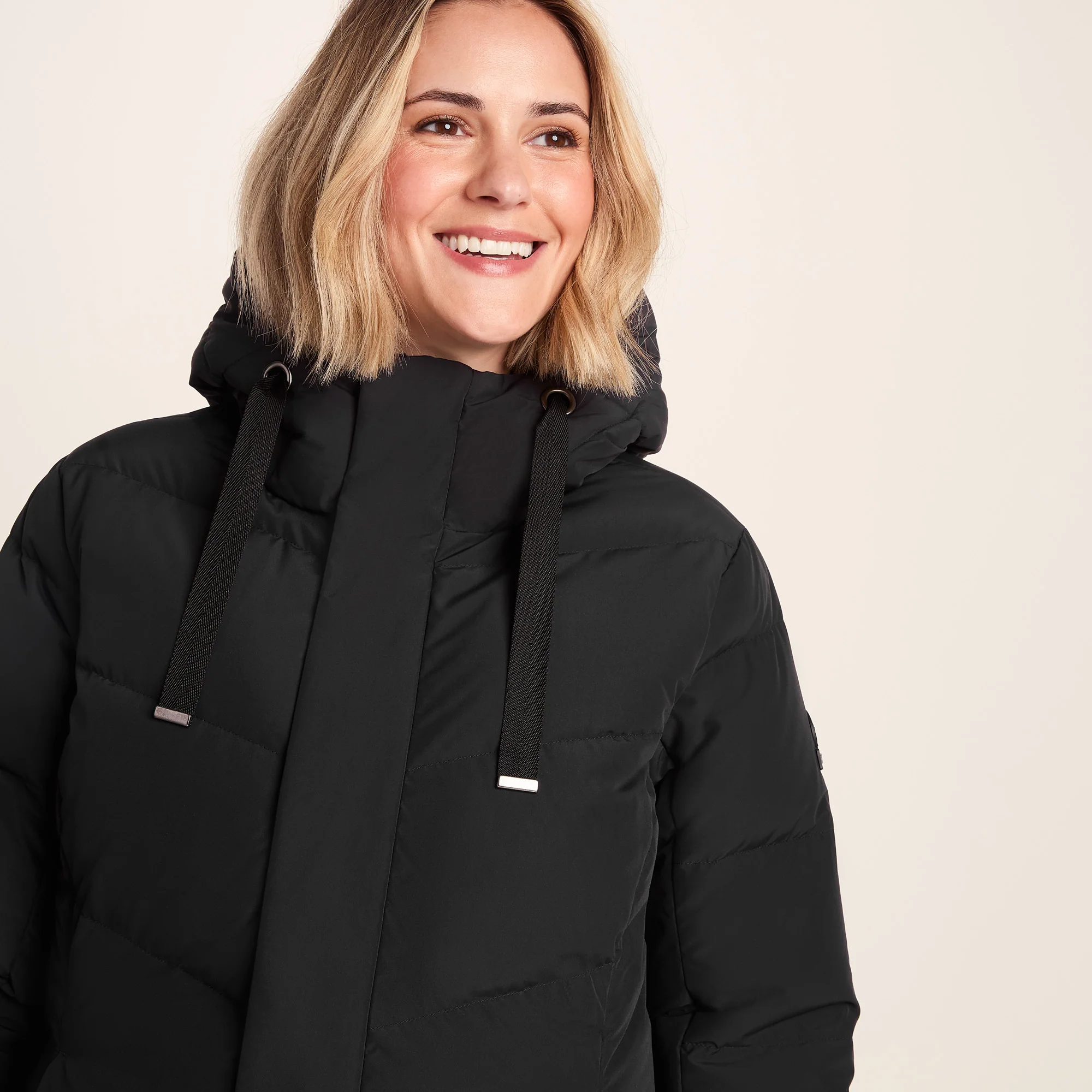 Raleigh Luxe Womens Long Shower Resistant Down Insulated Jacket - Black - Image 7