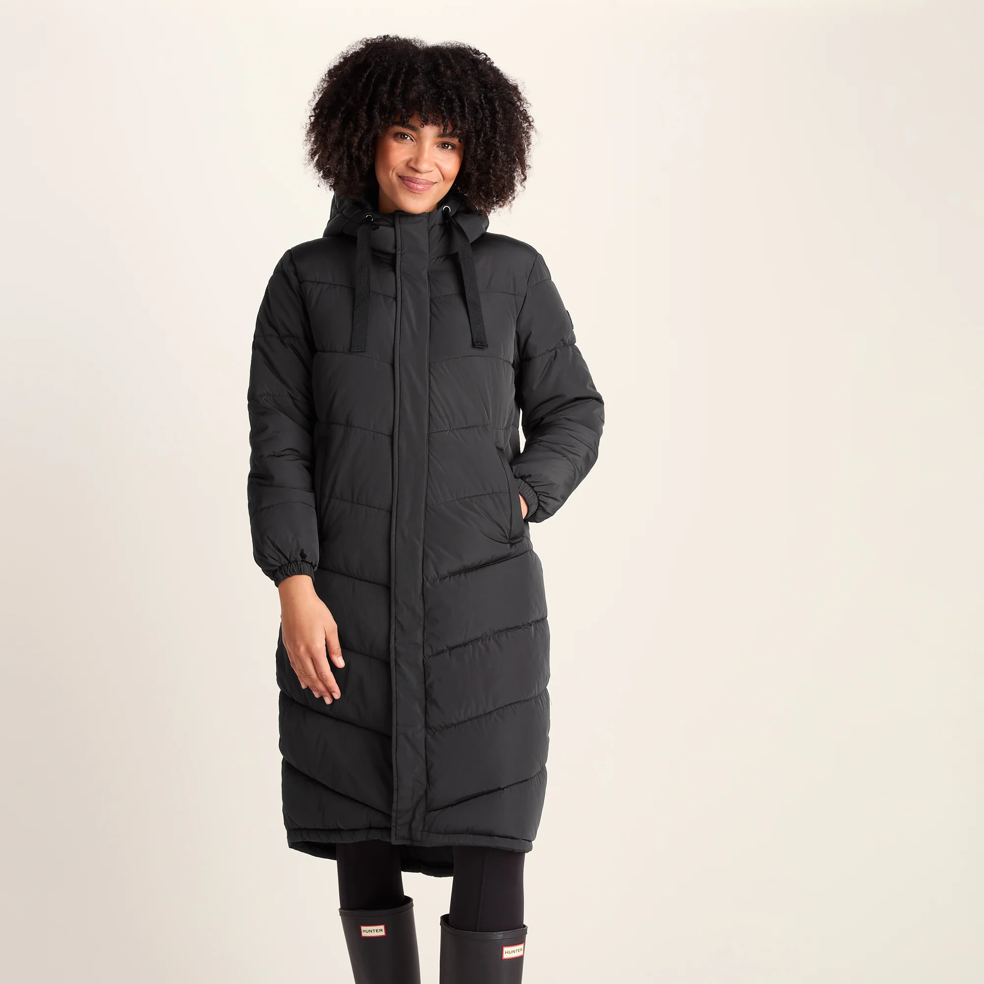 Raleigh Womens Long Insulated Jacket - Washed Black - Image 3