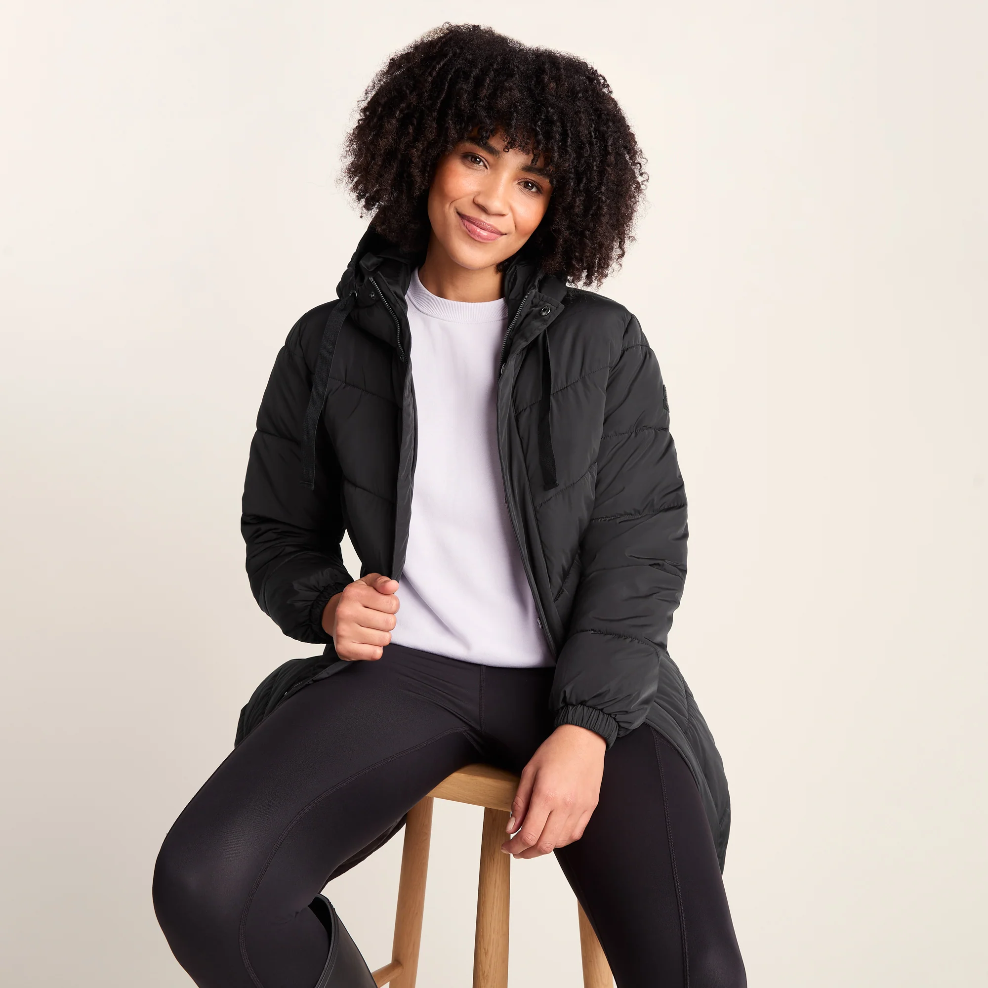 Raleigh Womens Long Insulated Jacket - Washed Black - Image 5