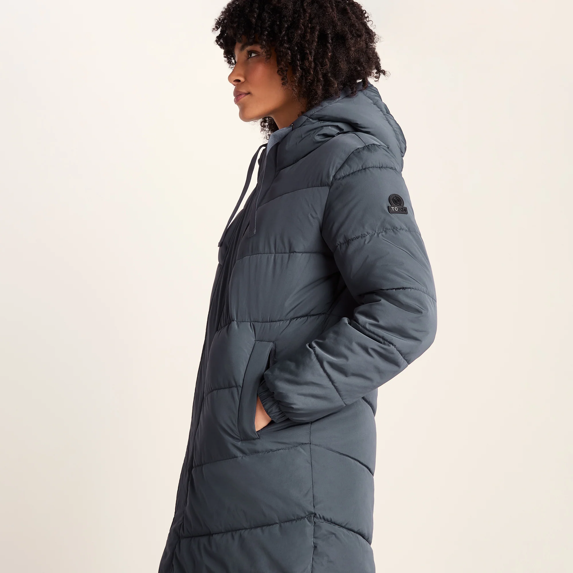 Raleigh Womens Long Insulated Jacket - Washed Blue - Image 4