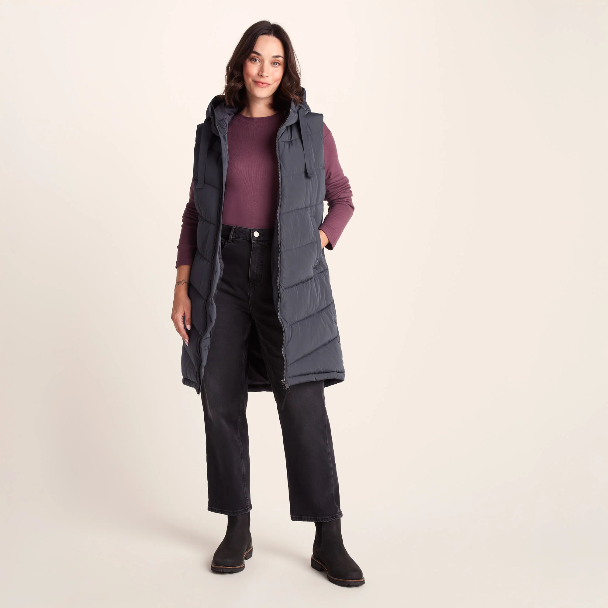 Ranskill Womens Long Insulated Gilet - Washed Blue - Image 2
