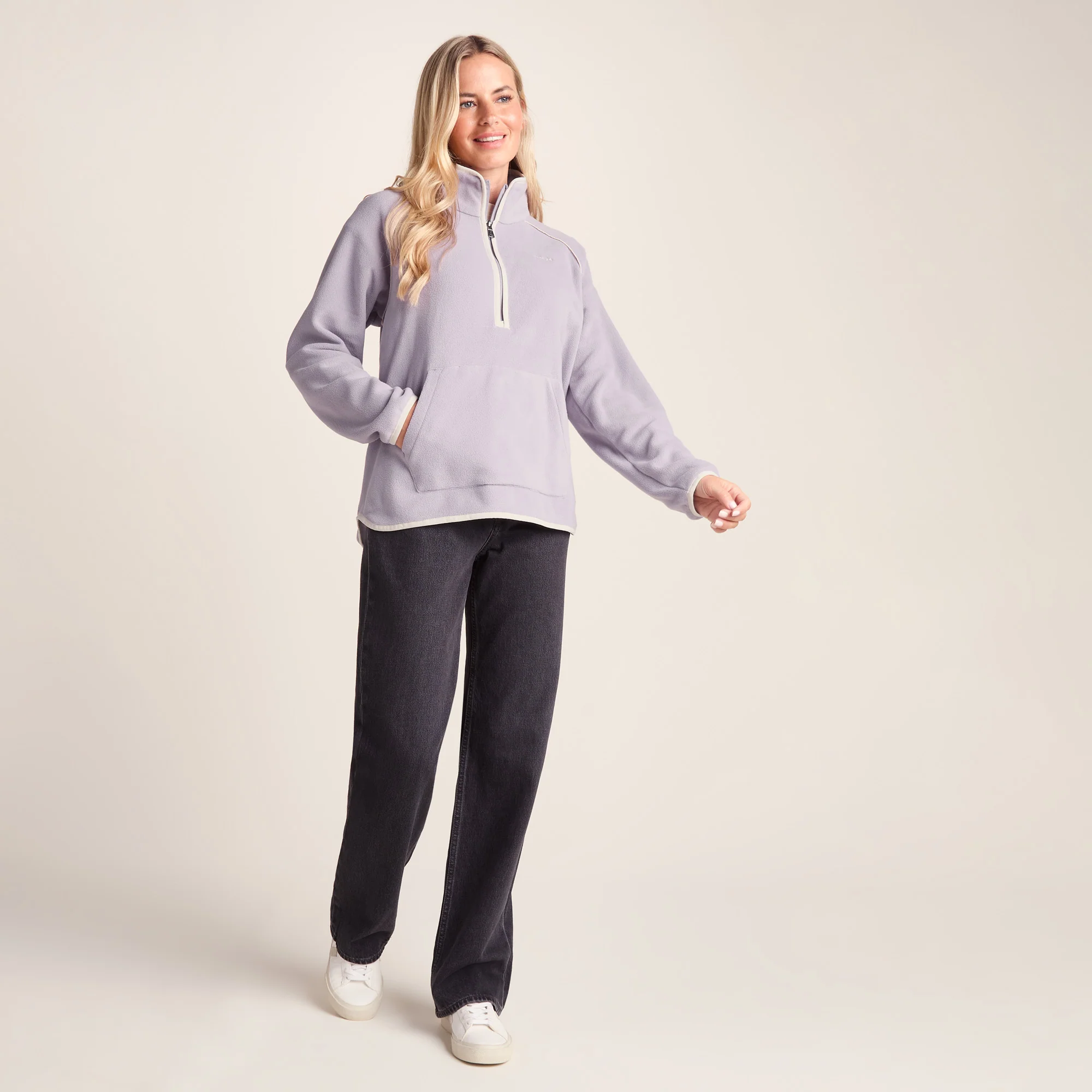 Rawson Womens Relaxed Fit Microfleece Zip Neck - Lavender Grey - Image 2