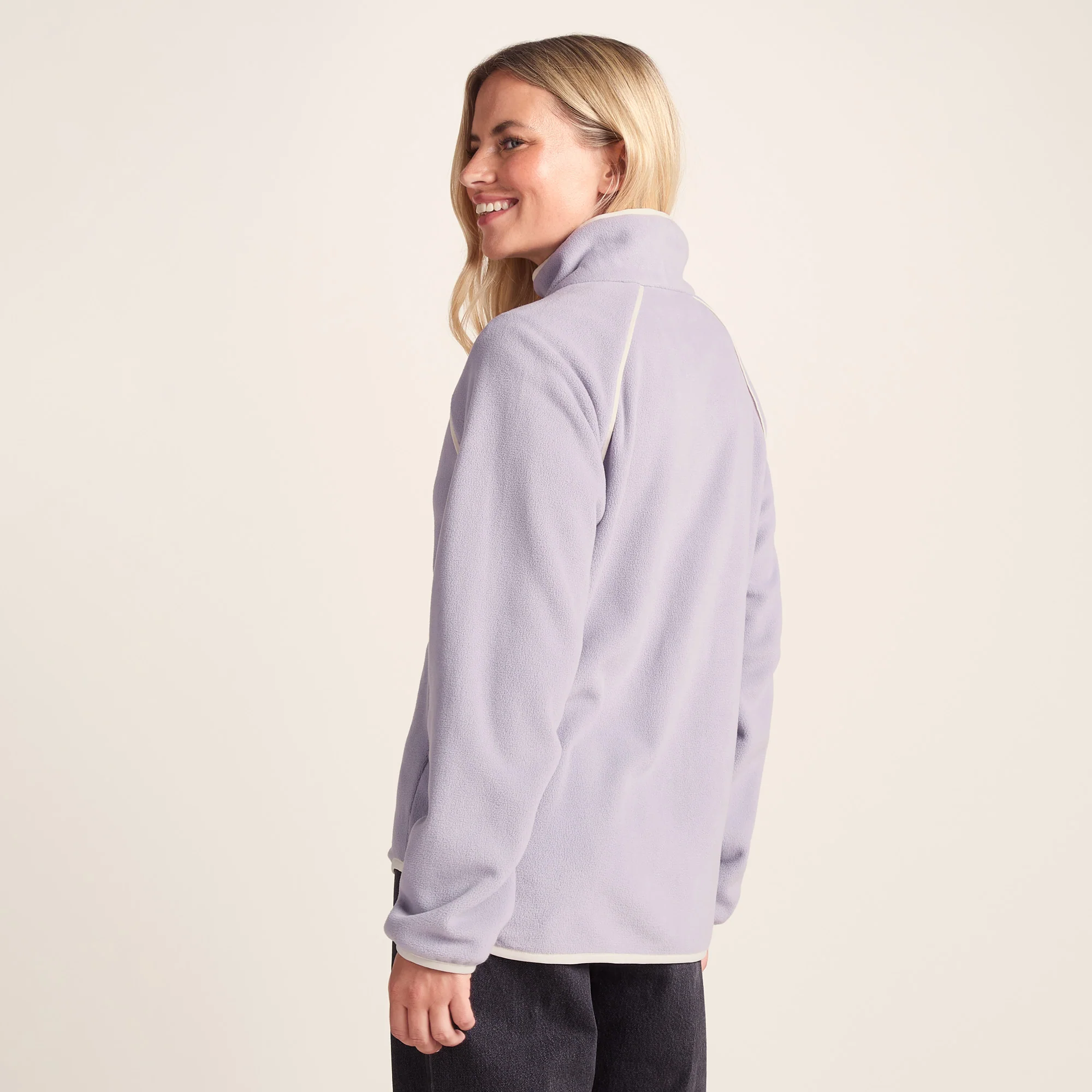 Rawson Womens Relaxed Fit Microfleece Zip Neck - Lavender Grey - Image 3