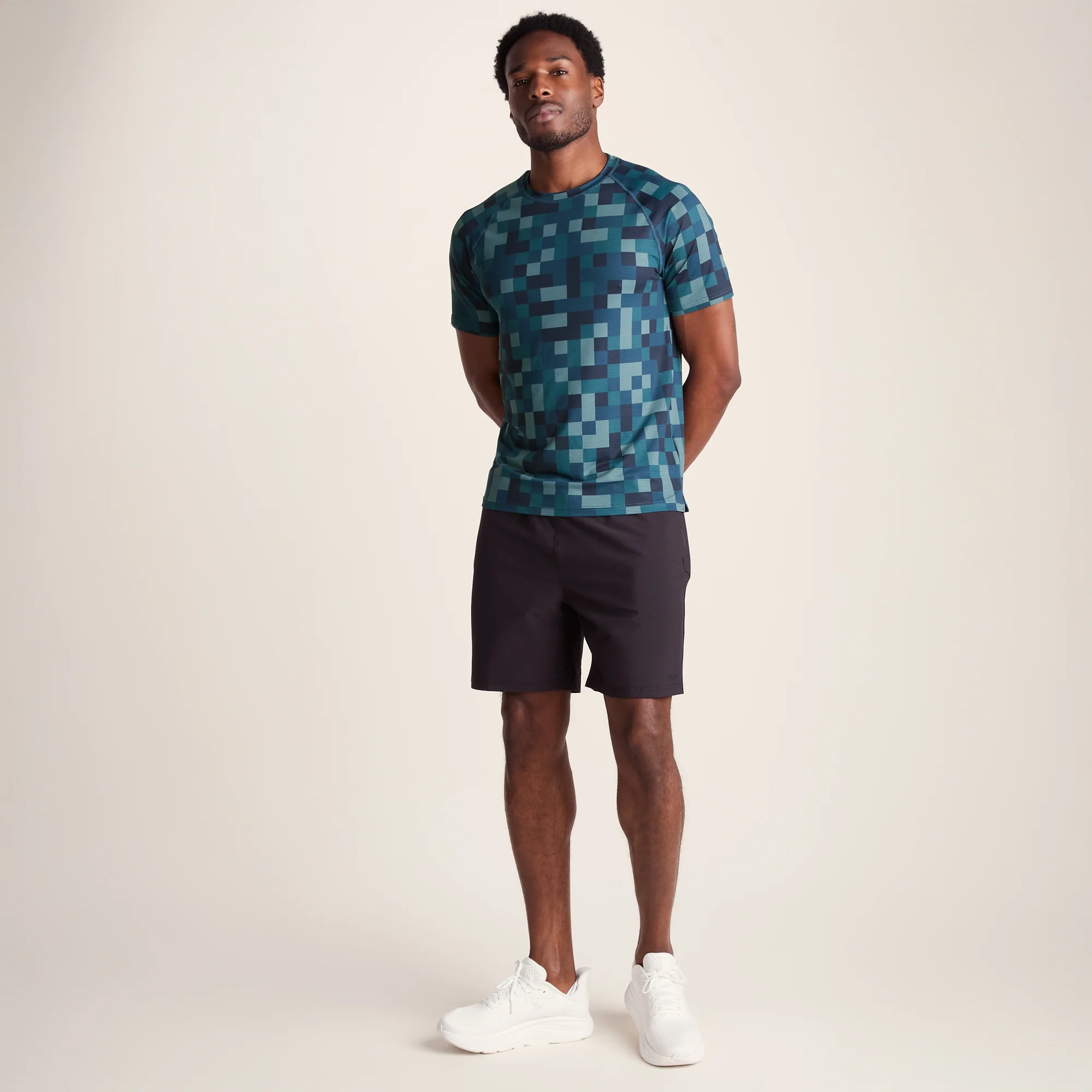 Rayan Mens Performance T-Shirt - Inky Blue Pixel Print - Image 3