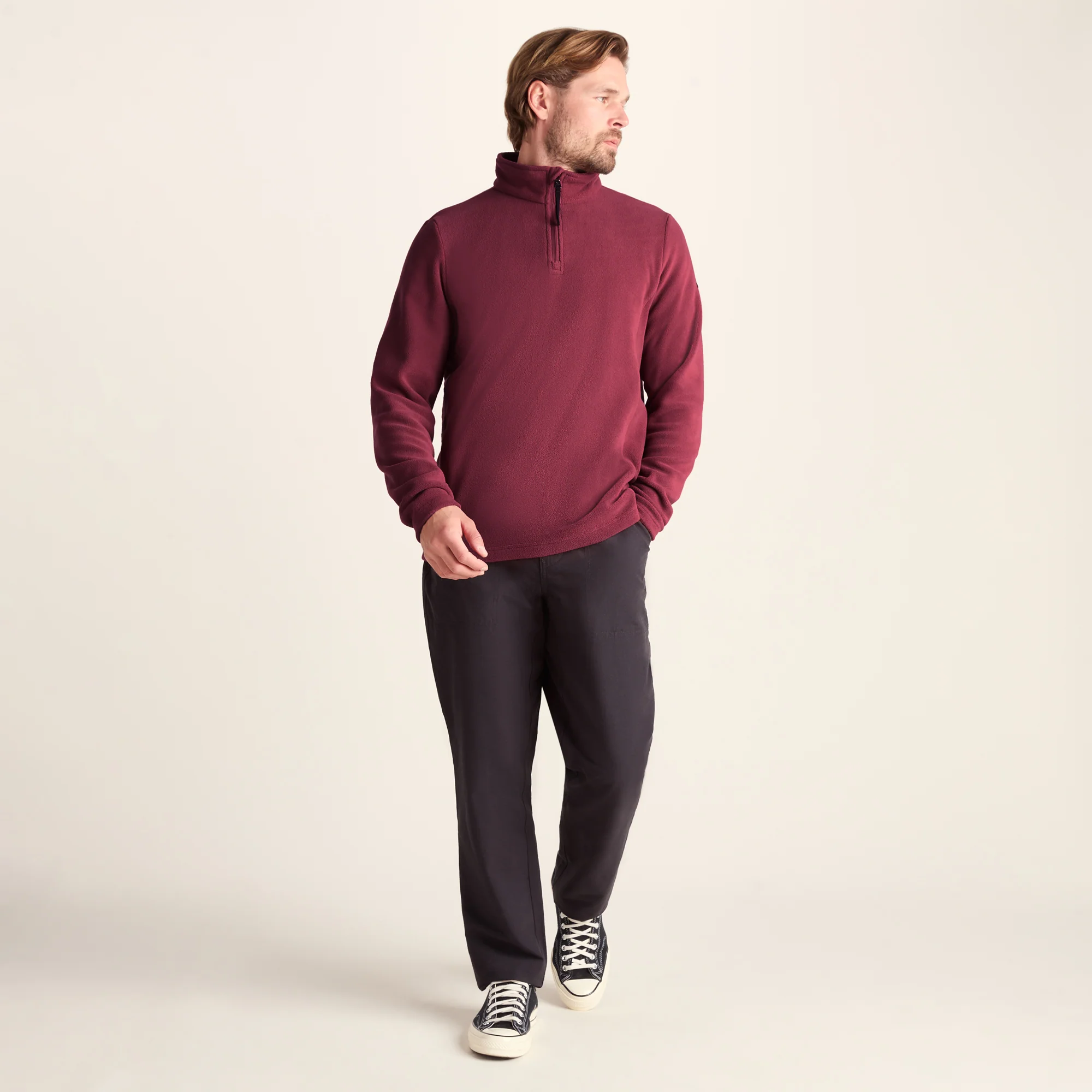 Revive Mens Fleece Zip Neck - Garnet Red - Image 2