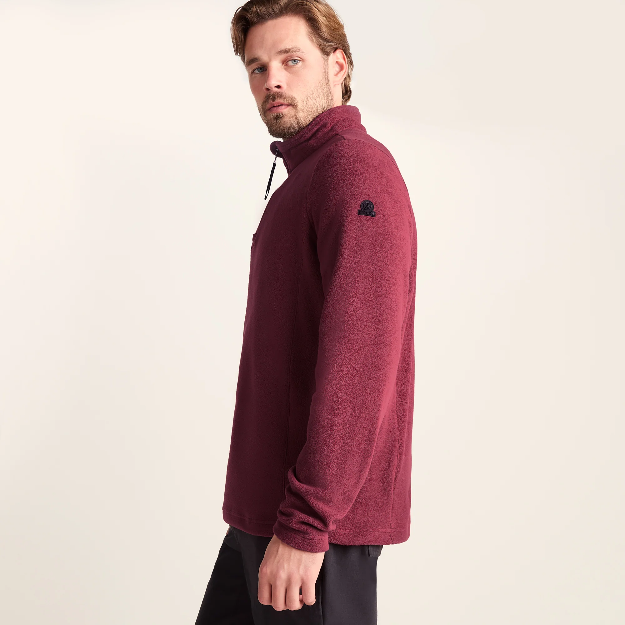 Revive Mens Fleece Zip Neck - Garnet Red - Image 6