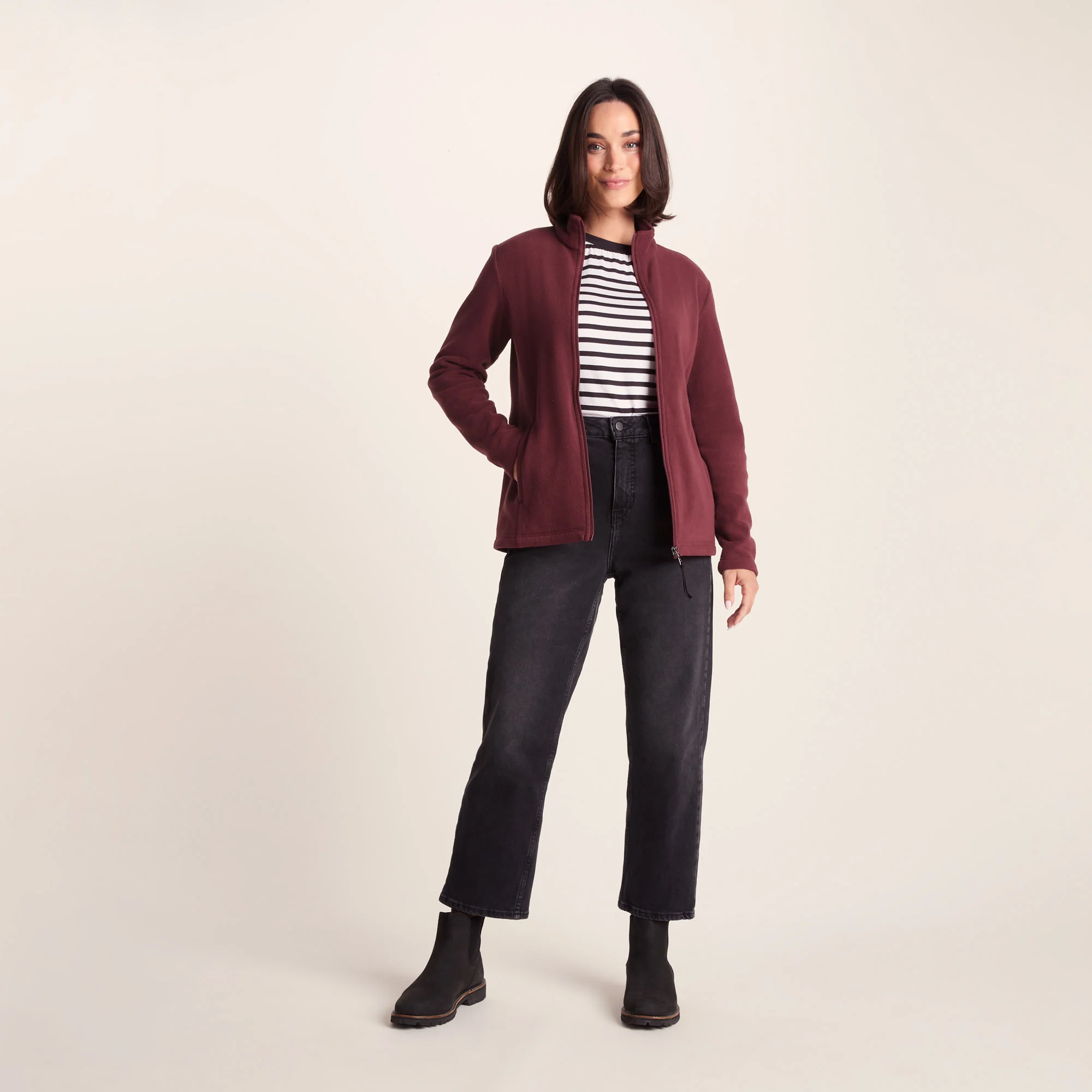 Revive Womens Fleece Jacket - Burgundy - Image 3