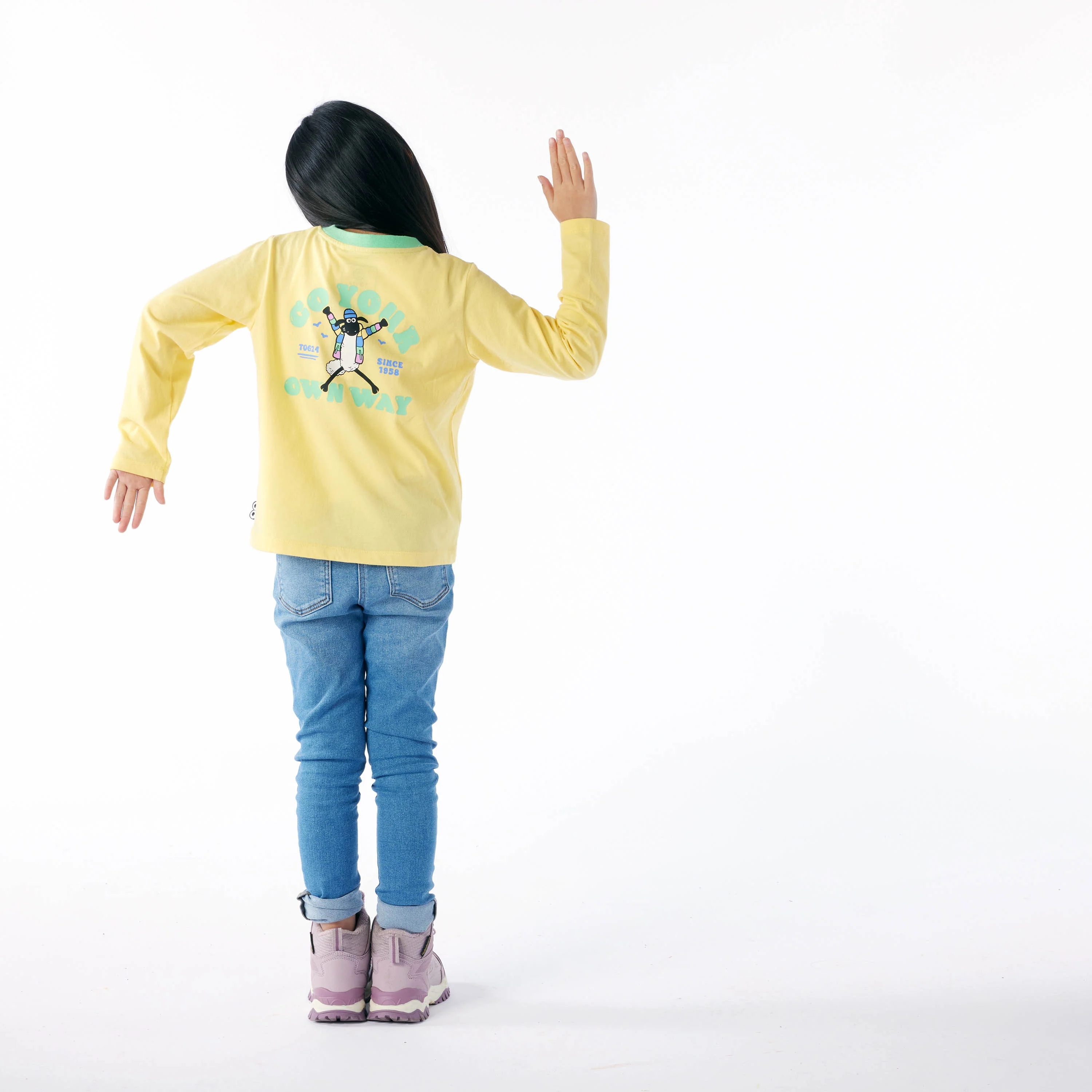 Ryeland Kids Shaun the Sheep T-Shirt LS - Sunshine Yellow - Image 2