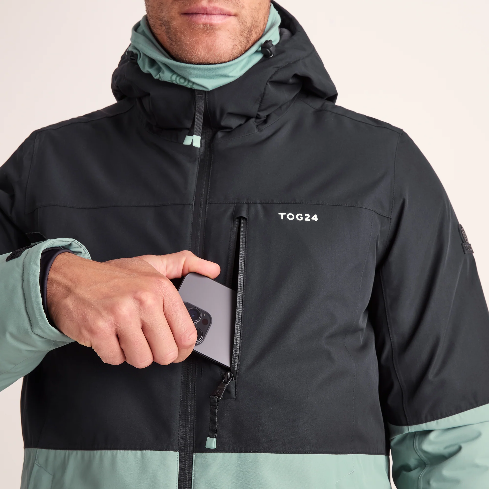 Samoens Mens Waterproof Ski Jacket - Steel Teal/Black - Image 10