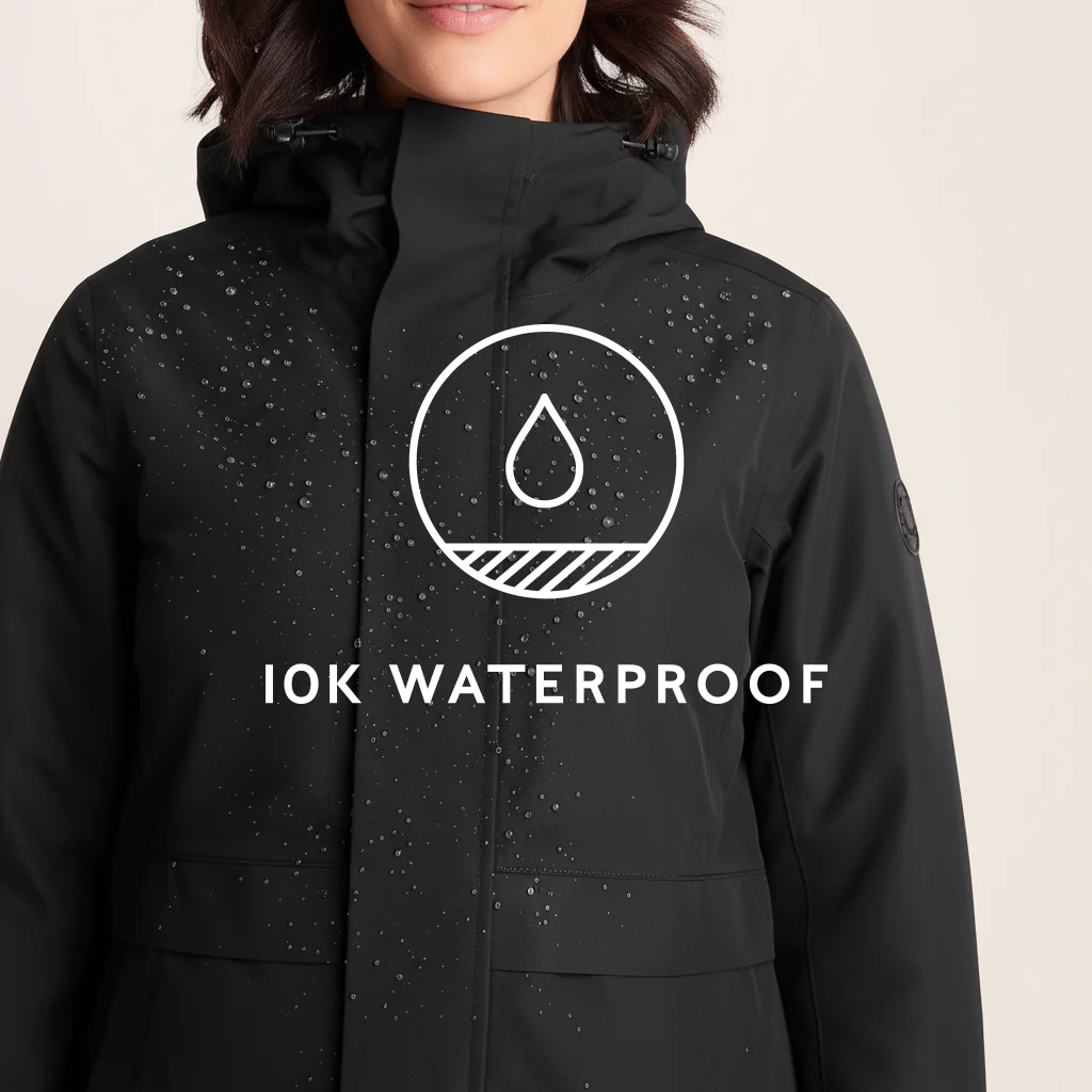 Saunter Womens Long Waterproof Jacket - Black - Image 7