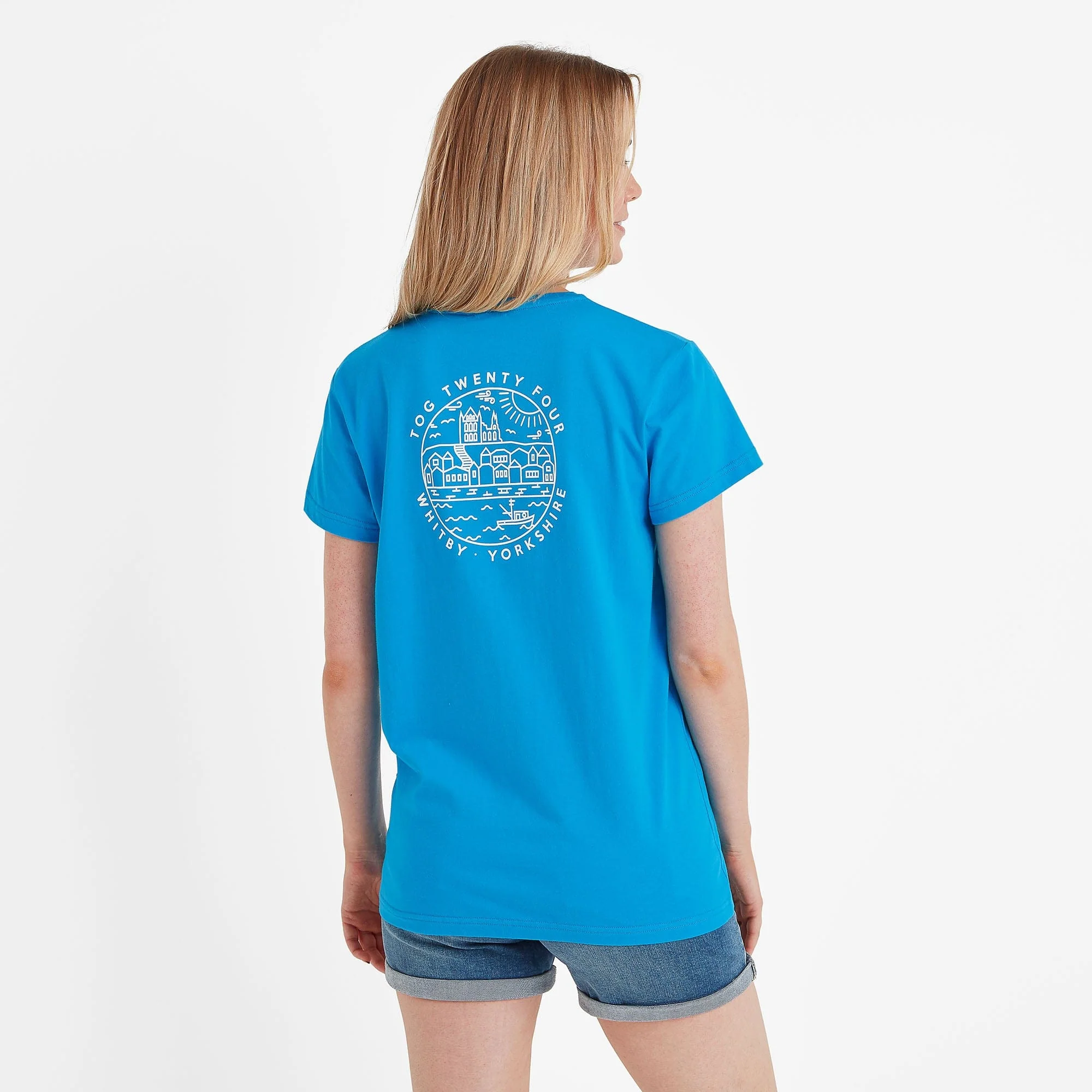 Seaside Womens 100% Cotton T-Shirt - Azure Blue - Image 3