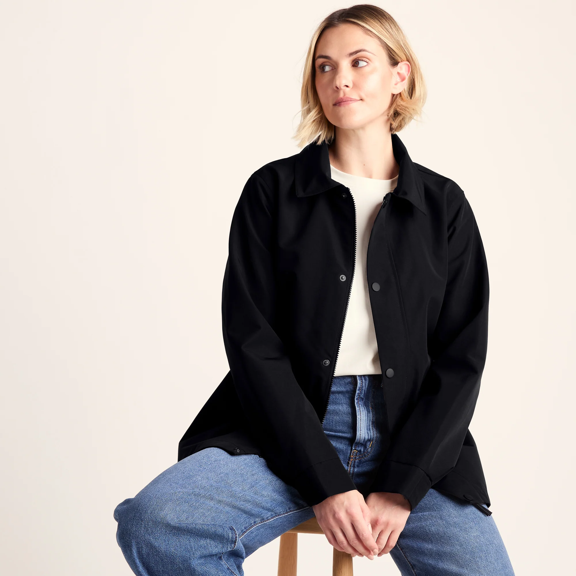 Shea Womens Waterproof Trench Coat - Black - Image 4