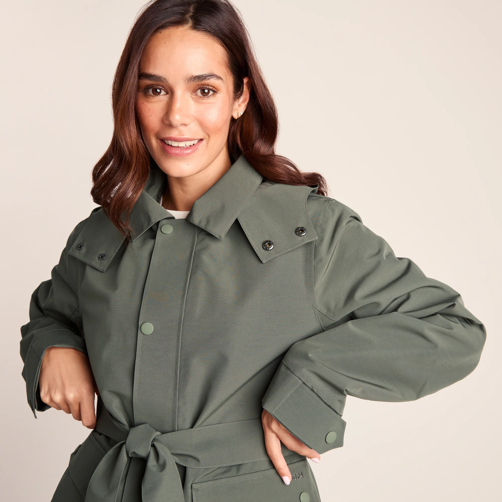 Shea Womens Waterproof Trench Coat - Pale Khaki - Image 5