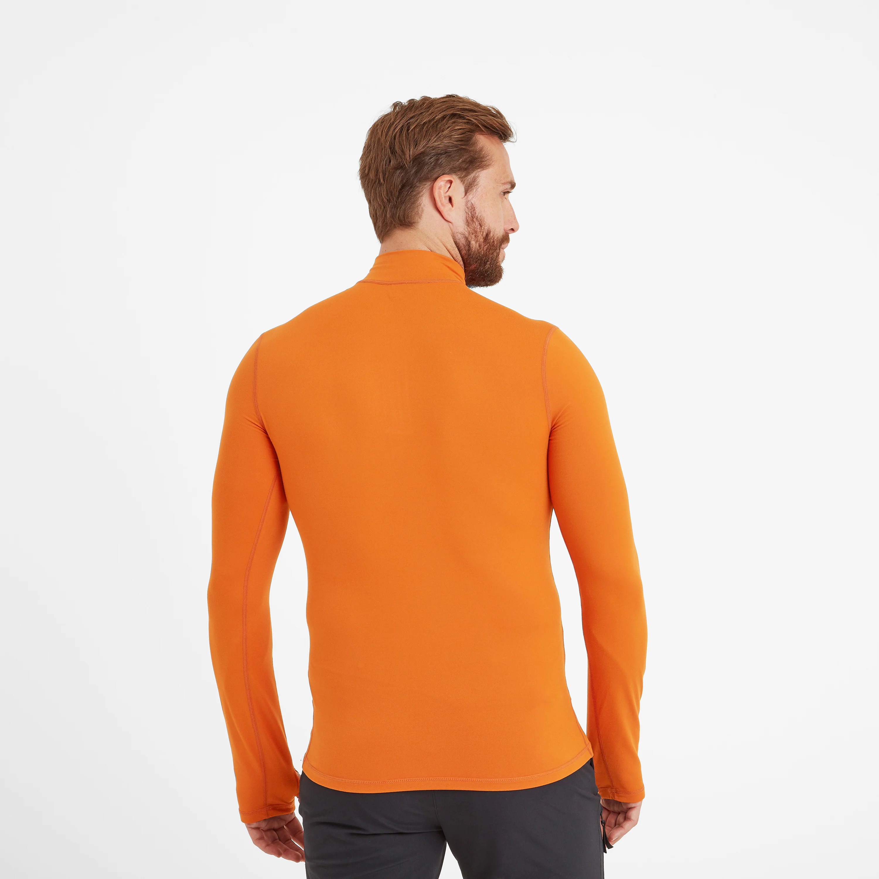 Snowdon Mens Thermal Quarter Zip Base Layer - Dark Orange - Image 3