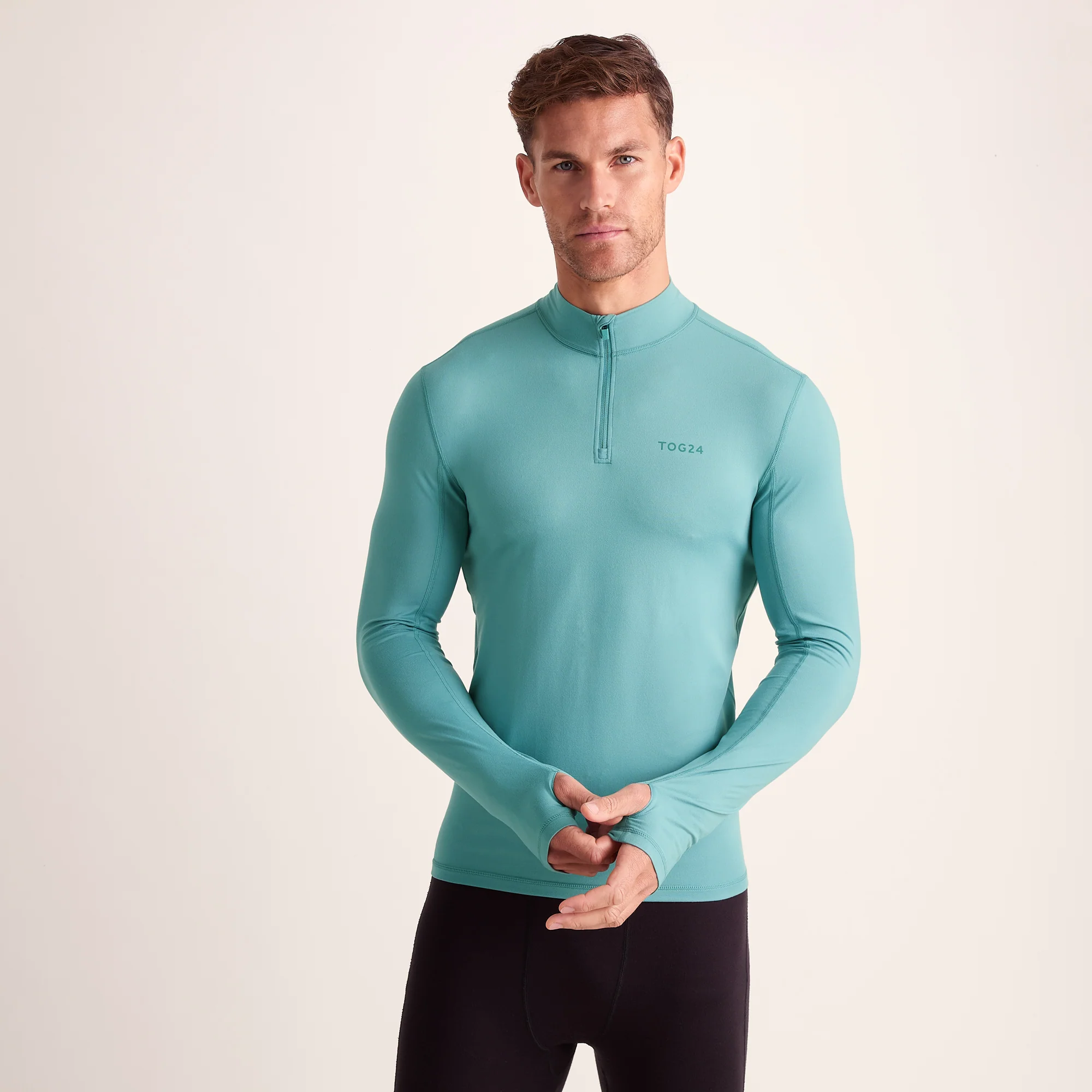 Snowdon Mens Thermal Quarter Zip Base Layer - Steel Teal