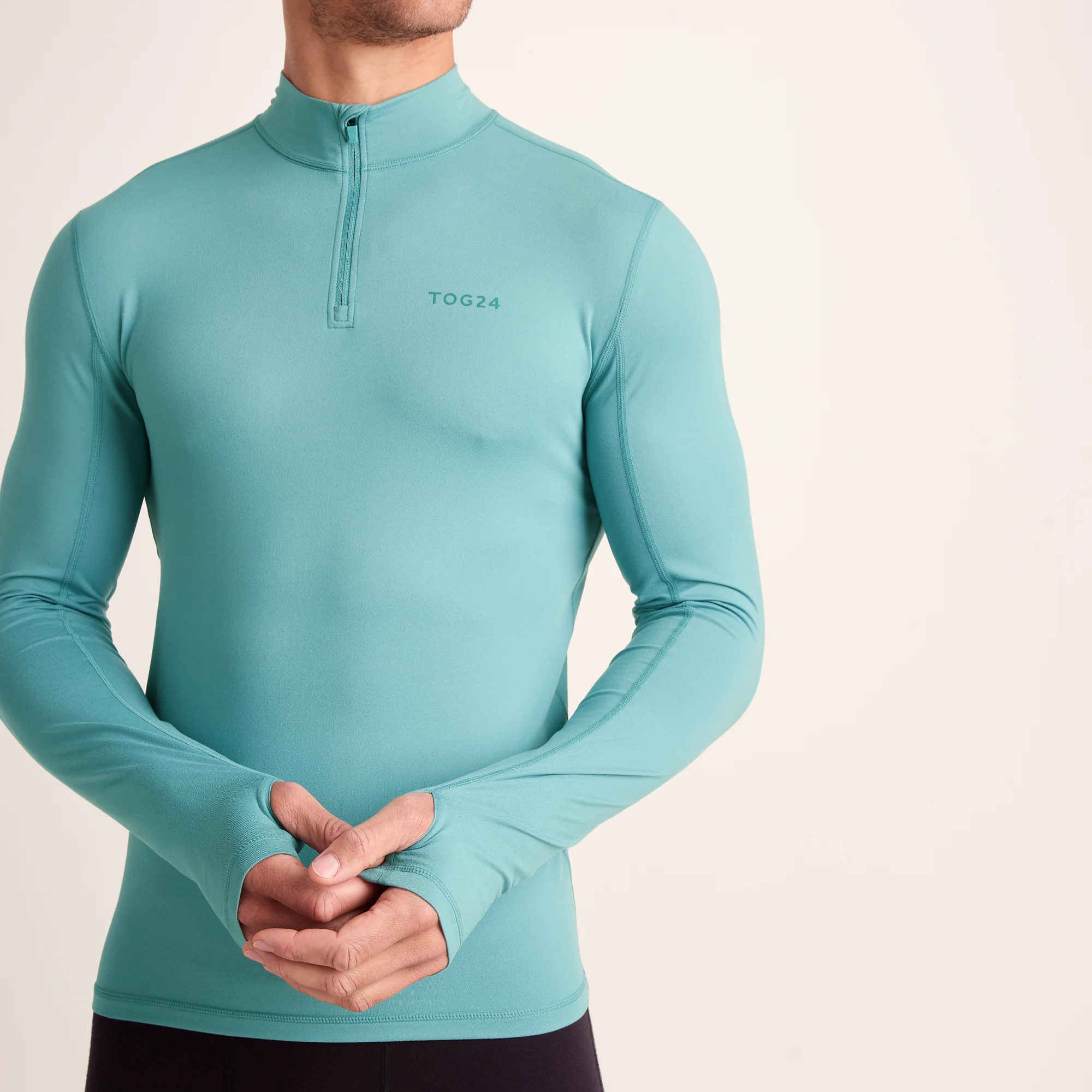 Snowdon Mens Thermal Quarter Zip Base Layer - Steel Teal - Image 6