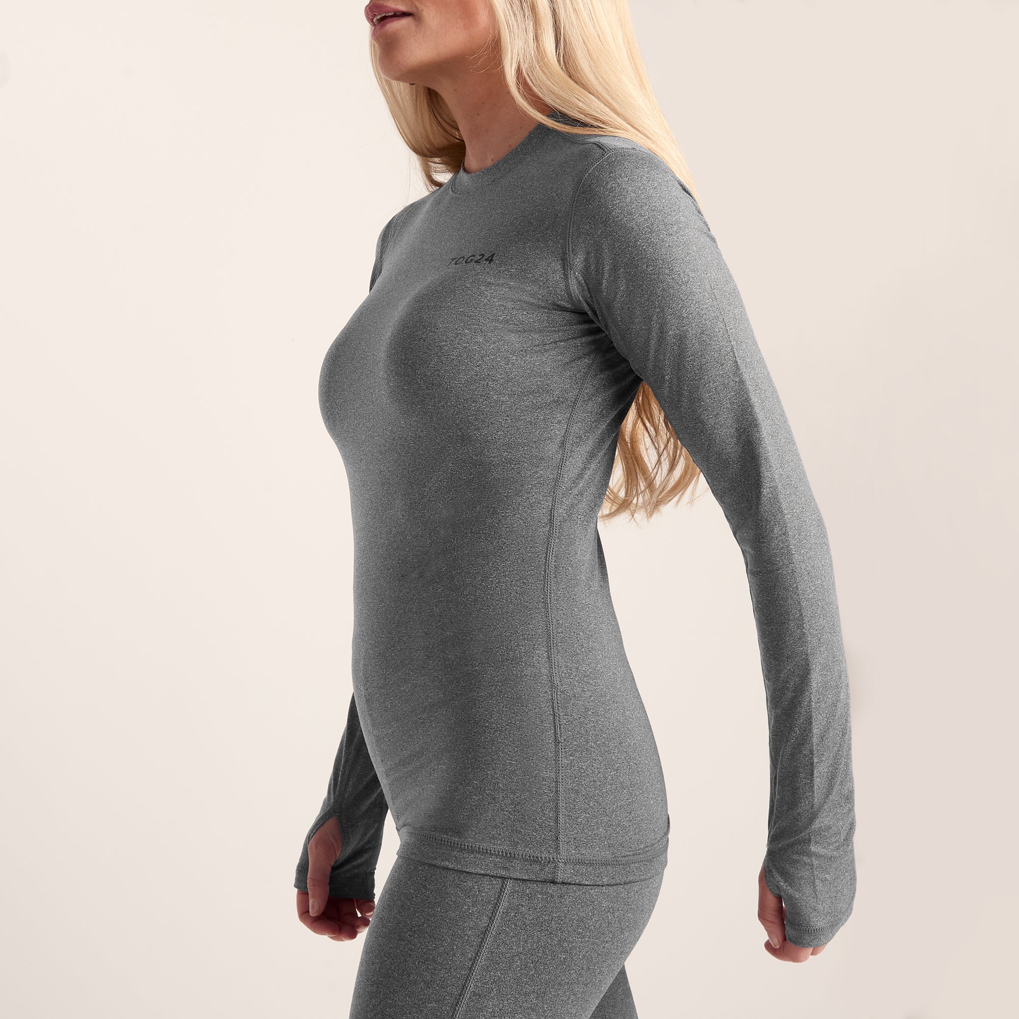 Snowdon Womens Thermal Crew Neck Base Layer - Grey Marl - Image 6