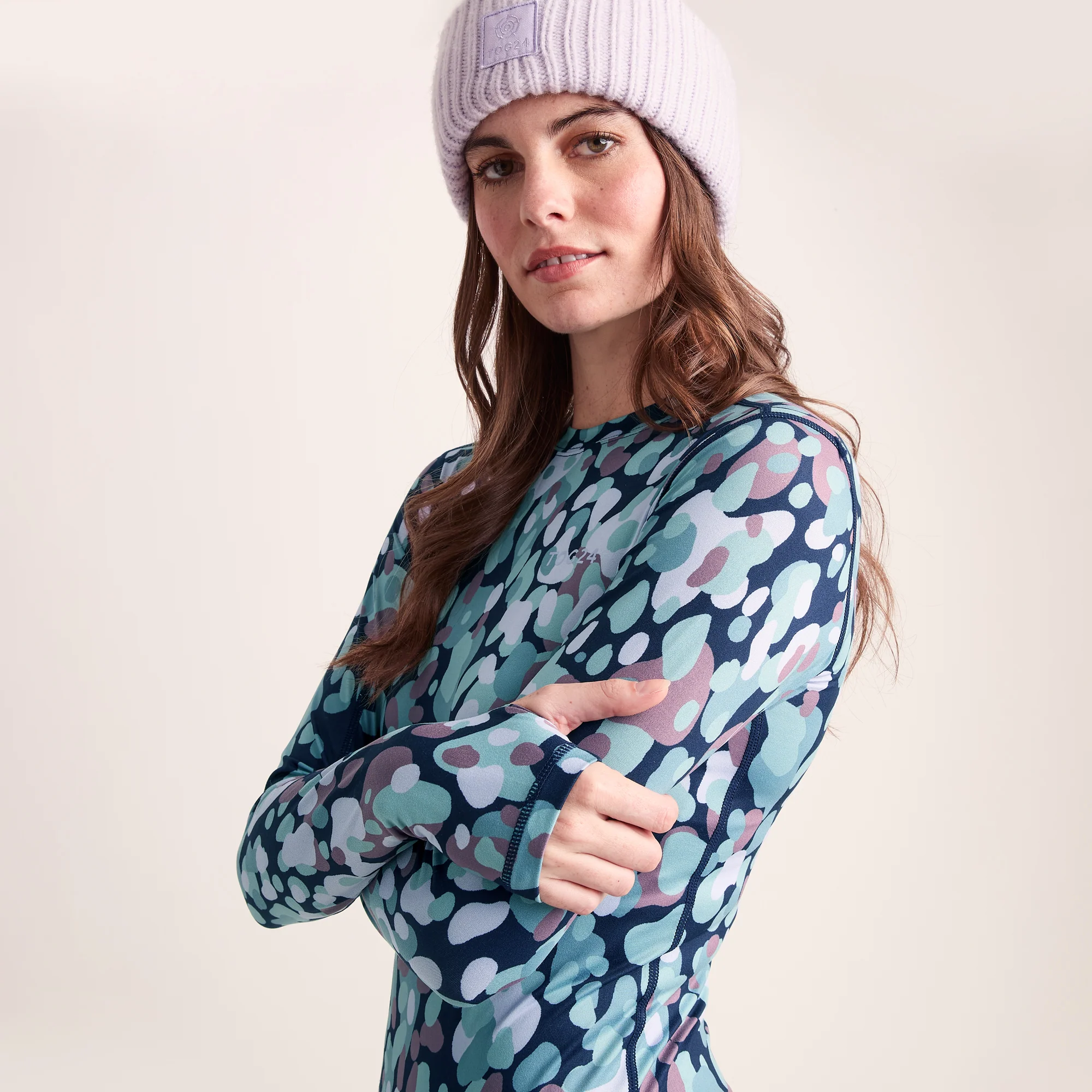 Snowdon Womens Thermal Crew Neck Base Layer - Scatter Print - Image 2