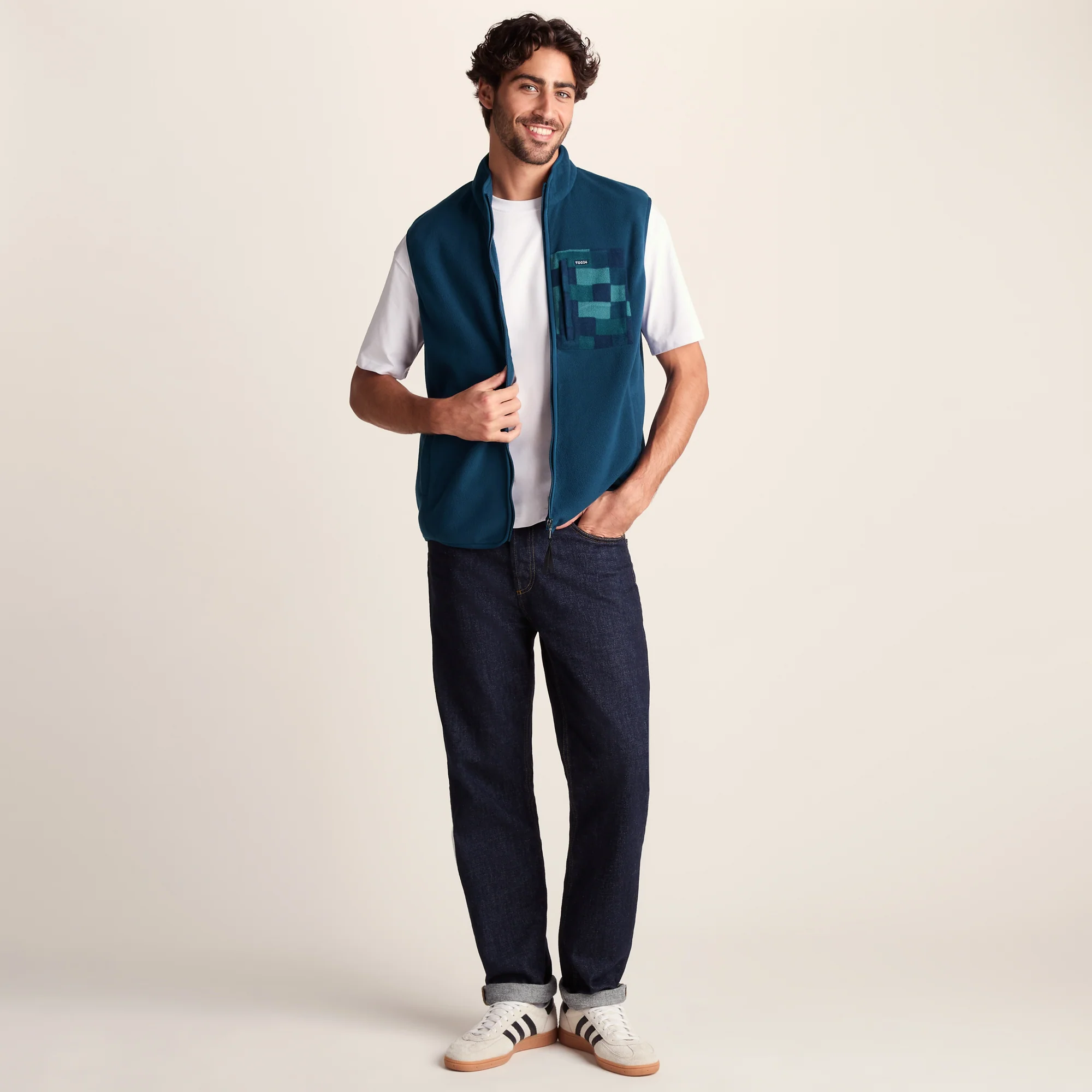 Stark Mens Relaxed Fit Microfleece Gilet - Inky Blue - Image 2