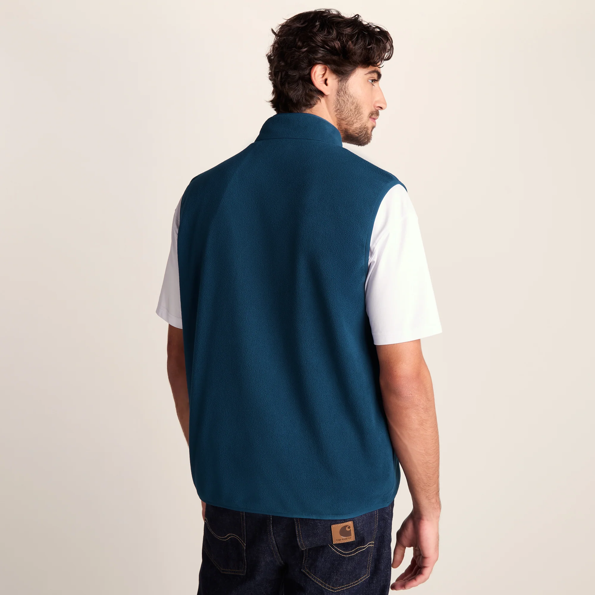 Stark Mens Relaxed Fit Microfleece Gilet - Inky Blue - Image 3