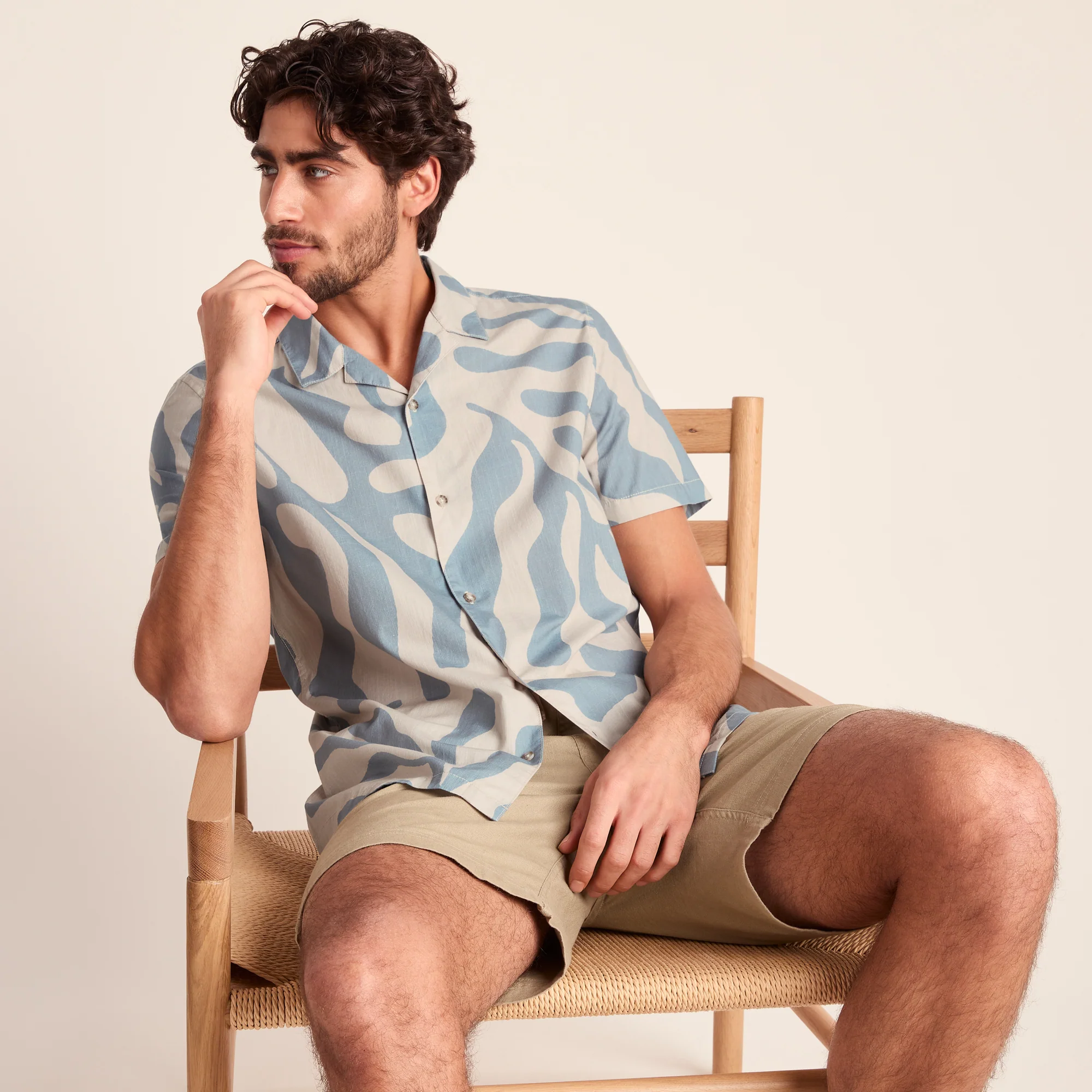 Strichen Mens Short Sleeve 100% Cotton Supersoft Shirt - Summer Sky - Image 4