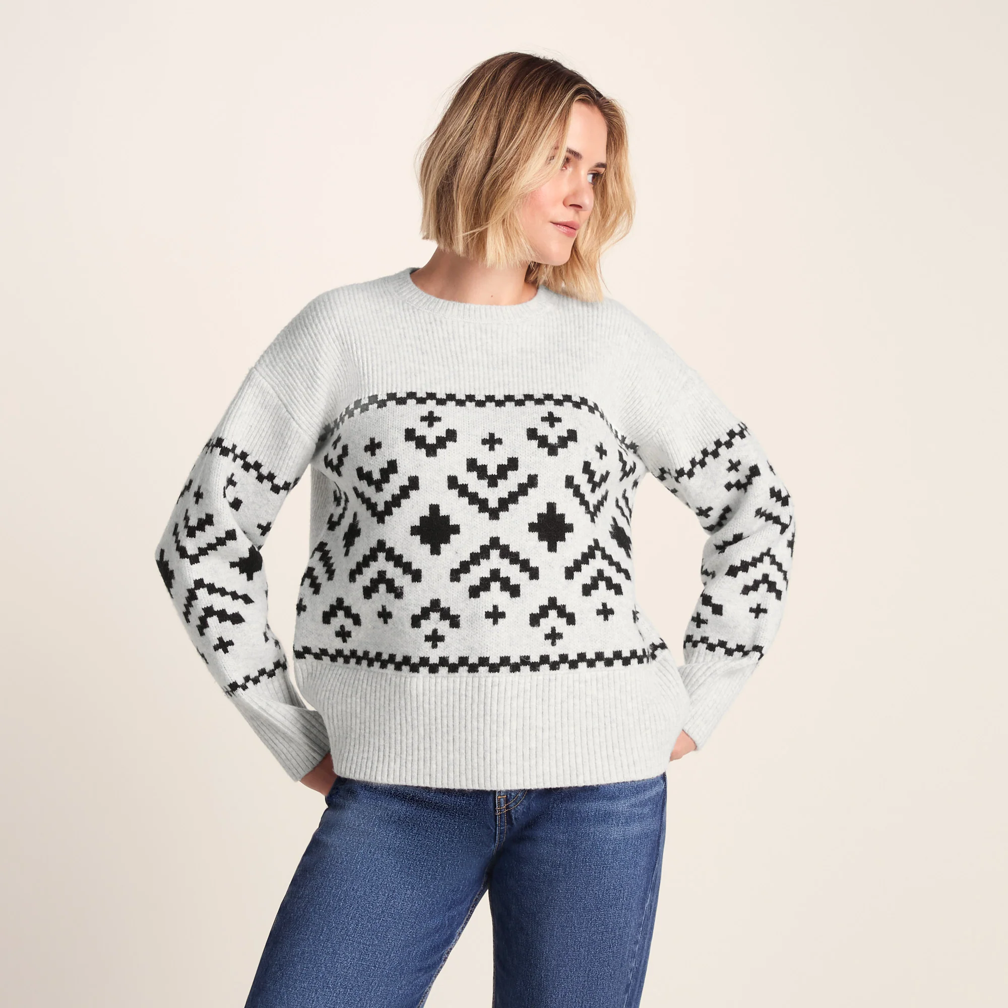 Tamara Womens Chunky Knitted Jumper - Ice Grey Marl - Image 4