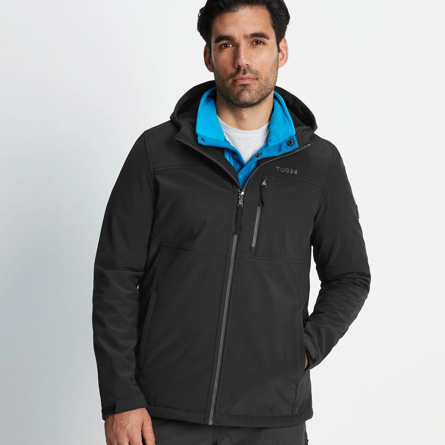 Truro Mens Hooded Softshell Jacket - Black - Image 2