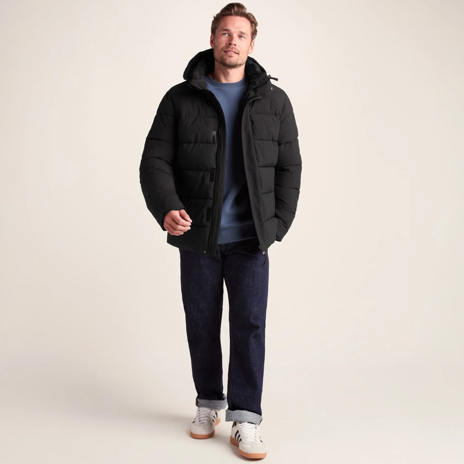 Tunnard Mens Short Shower Resistant Insulated Jacket - Black