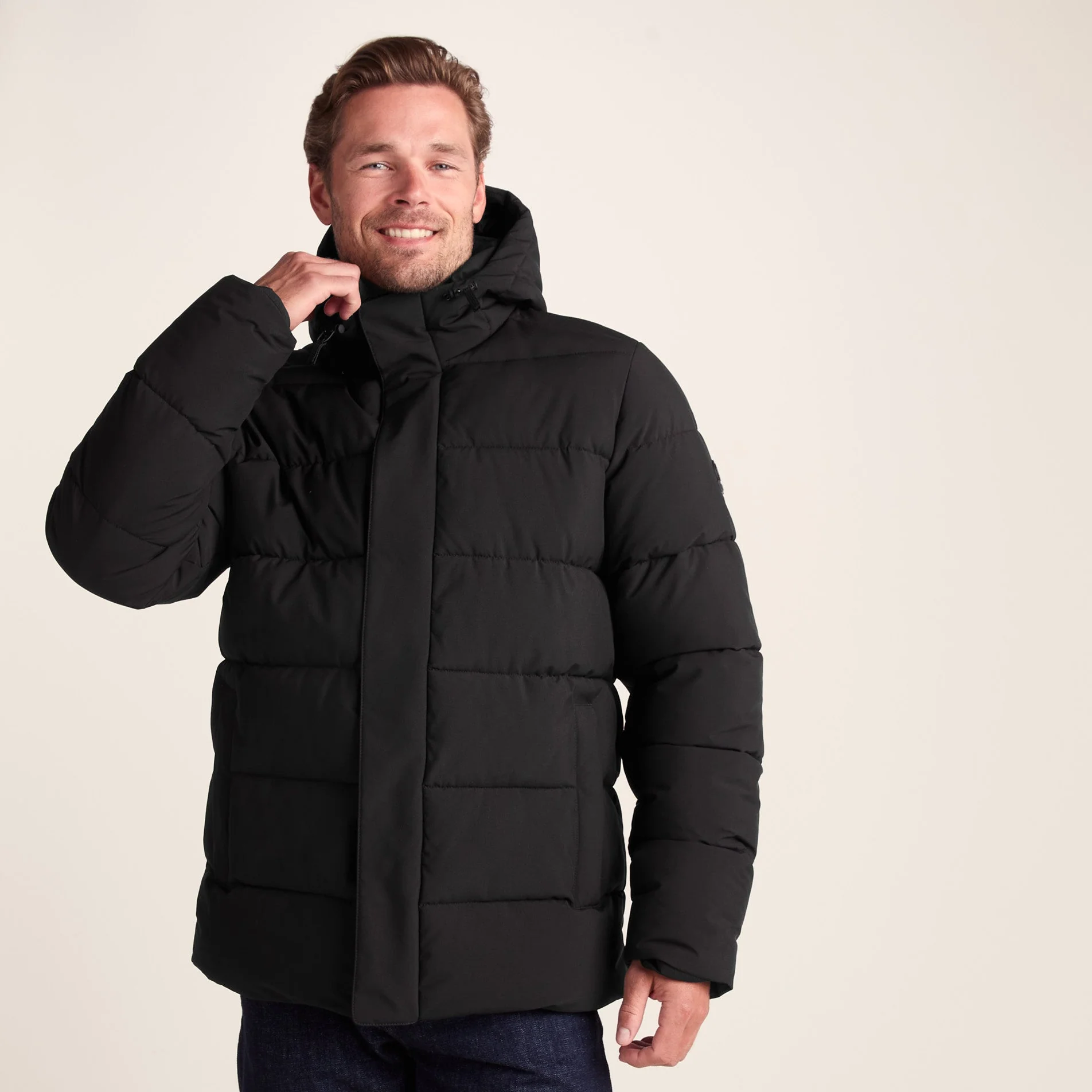 Tunnard Mens Short Shower Resistant Insulated Jacket - Black - Image 2