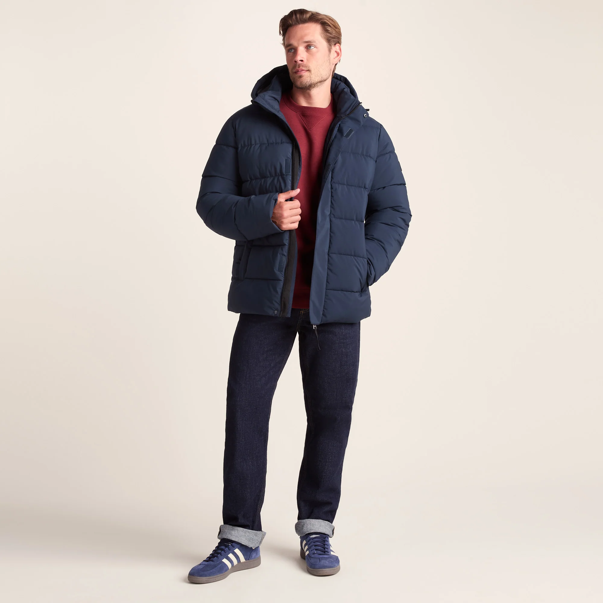 Tunnard Mens Short Shower Resistant Insulated Jacket - Dark Indigo - Image 3