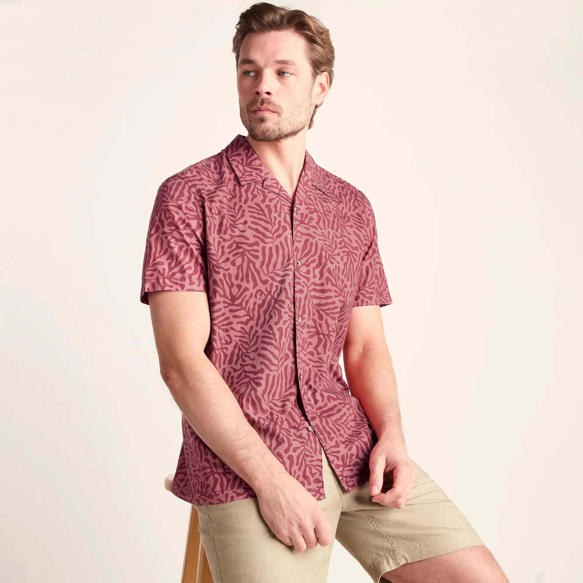 Wallsend Mens Short Sleeve 100% Cotton Supersoft Shirt - Redwood - Image 4