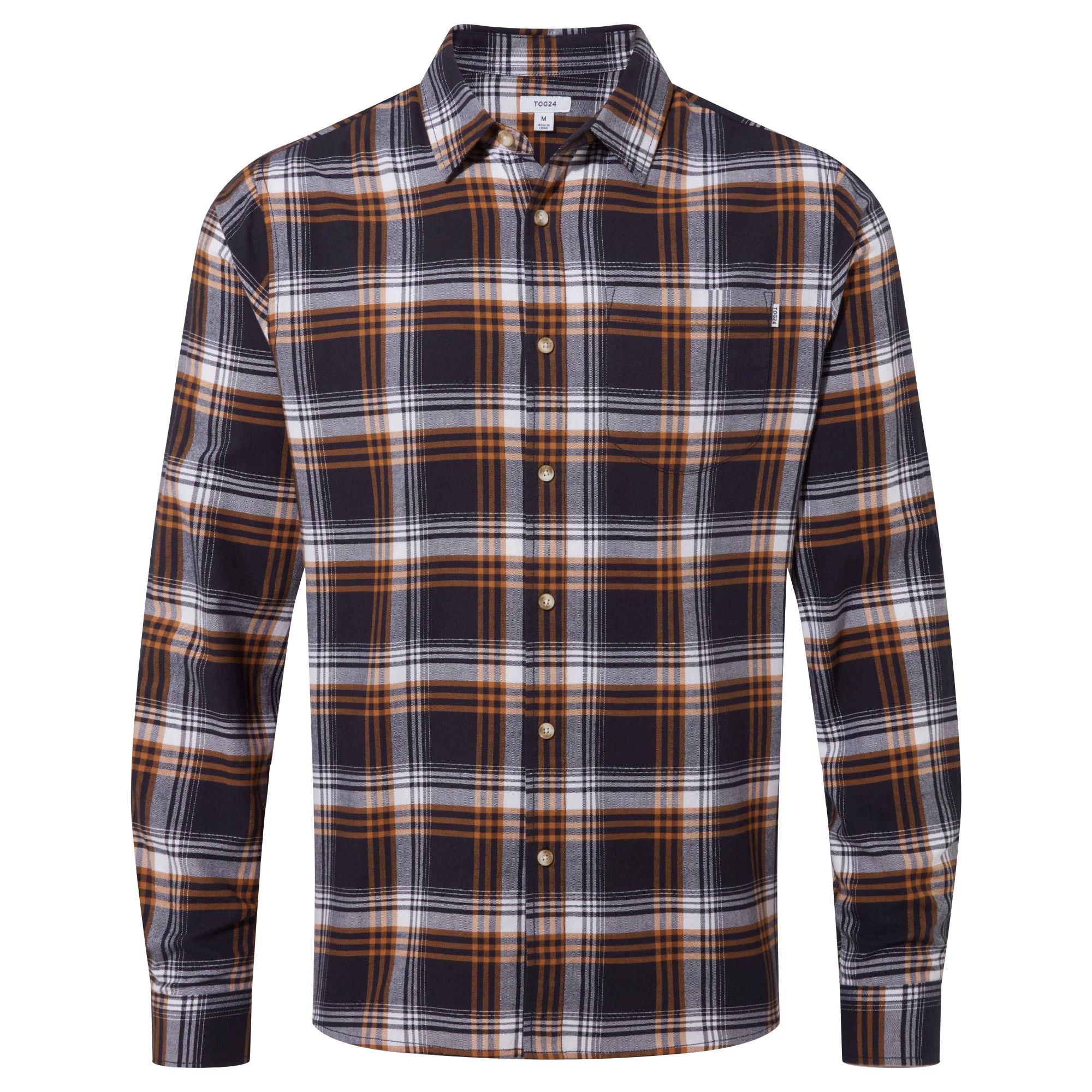 Whitman Mens Long Sleeve Cotton Flannel Shirt - Dark Indigo/Mahogany Check - Image 7