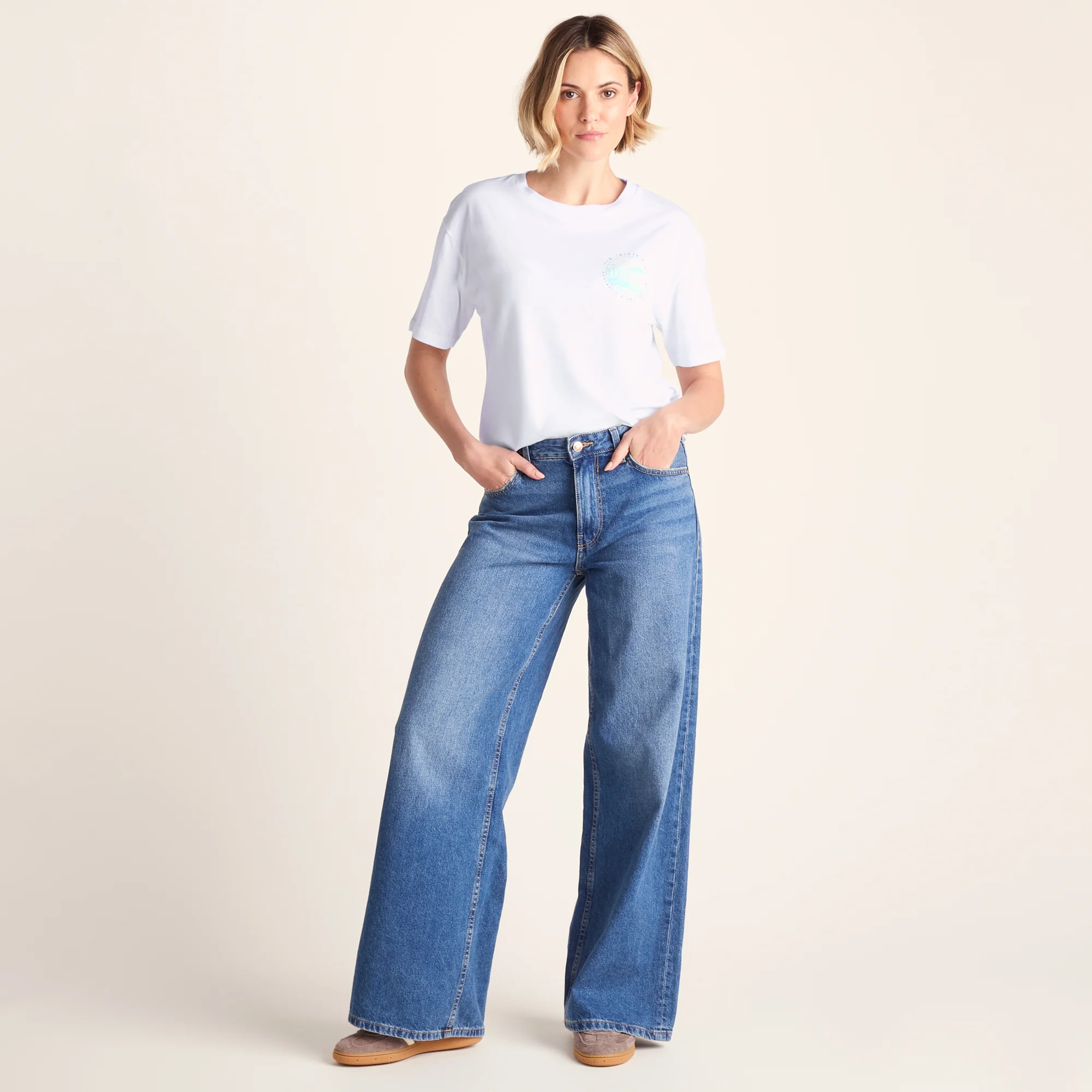 Yorkshire Womens 100% Cotton Supersoft Relaxed Fit T-Shirt - Optic White - Image 2