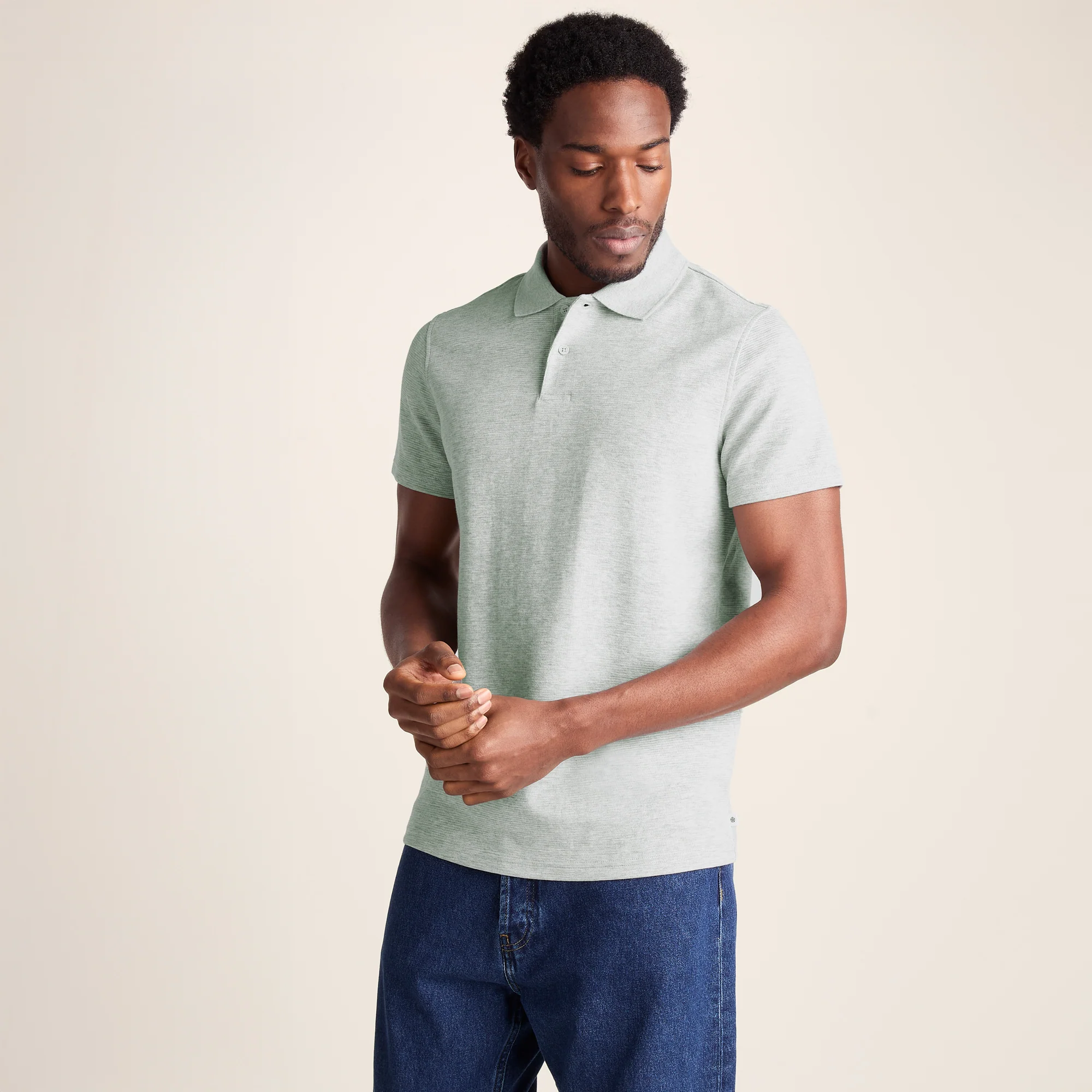 Zaden Mens Polo Shirt - Light Grey Marl